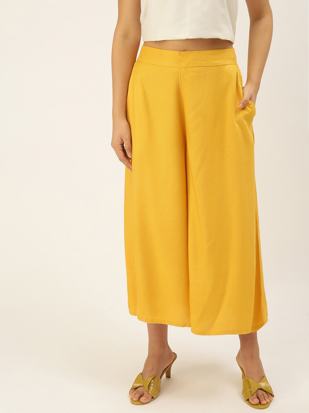 

De Moza Women Mustard Yellow Culottes Trousers