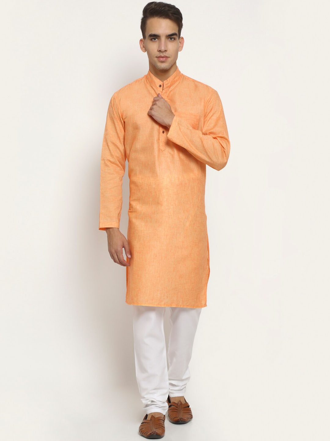 

Aarsha Mandarin Collar Pure Cotton Kurta, Orange