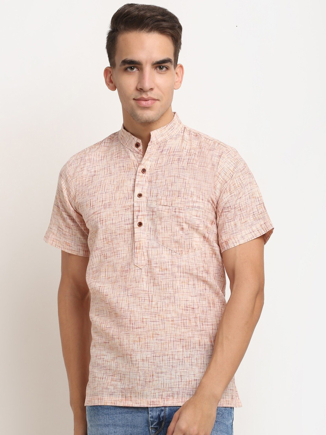 

Aarsha Men Brown Woven Design Pure Cotton Kurta