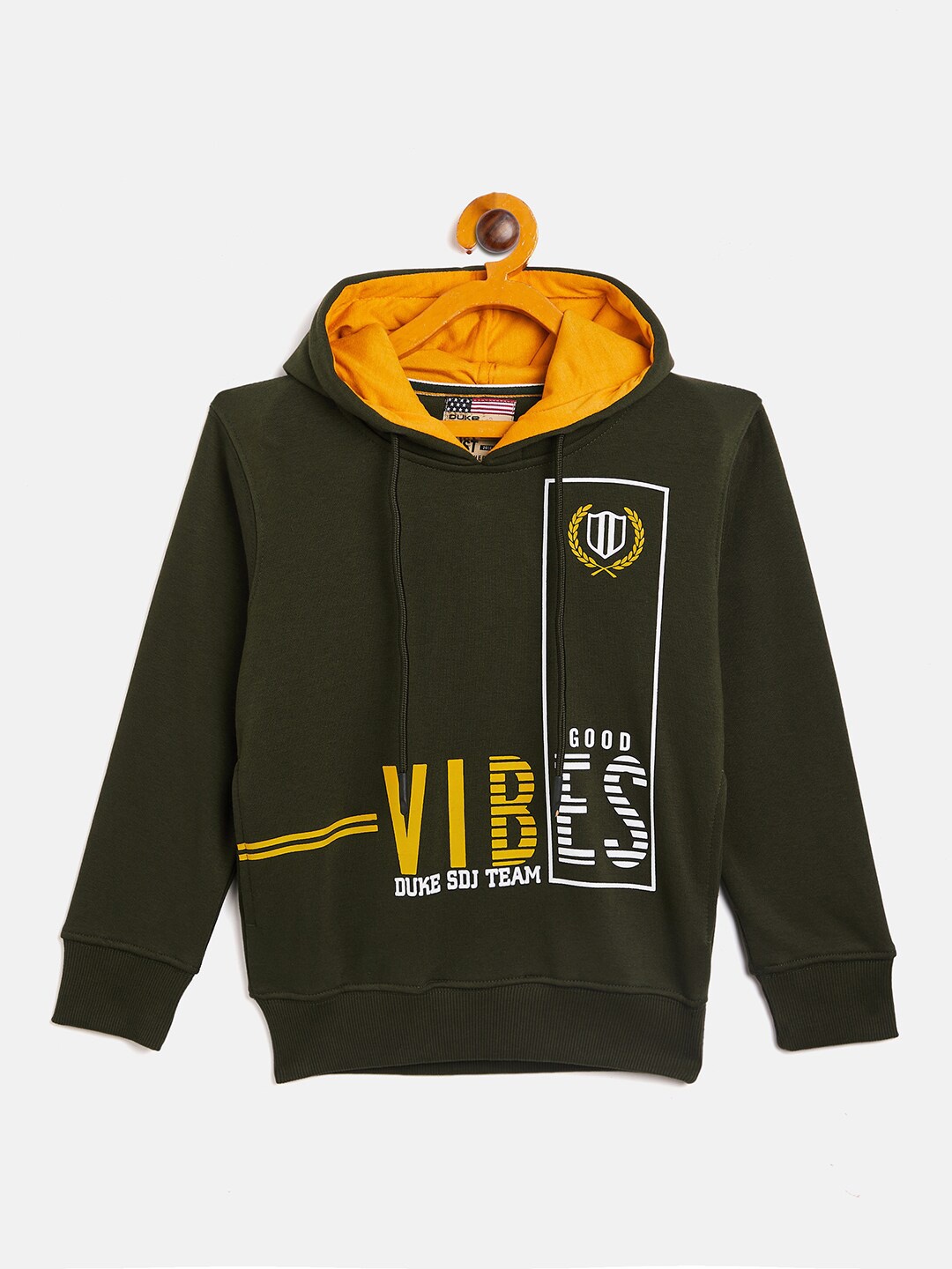 

Duke Boys Green Printed Hooded Fleece Sweatshirt