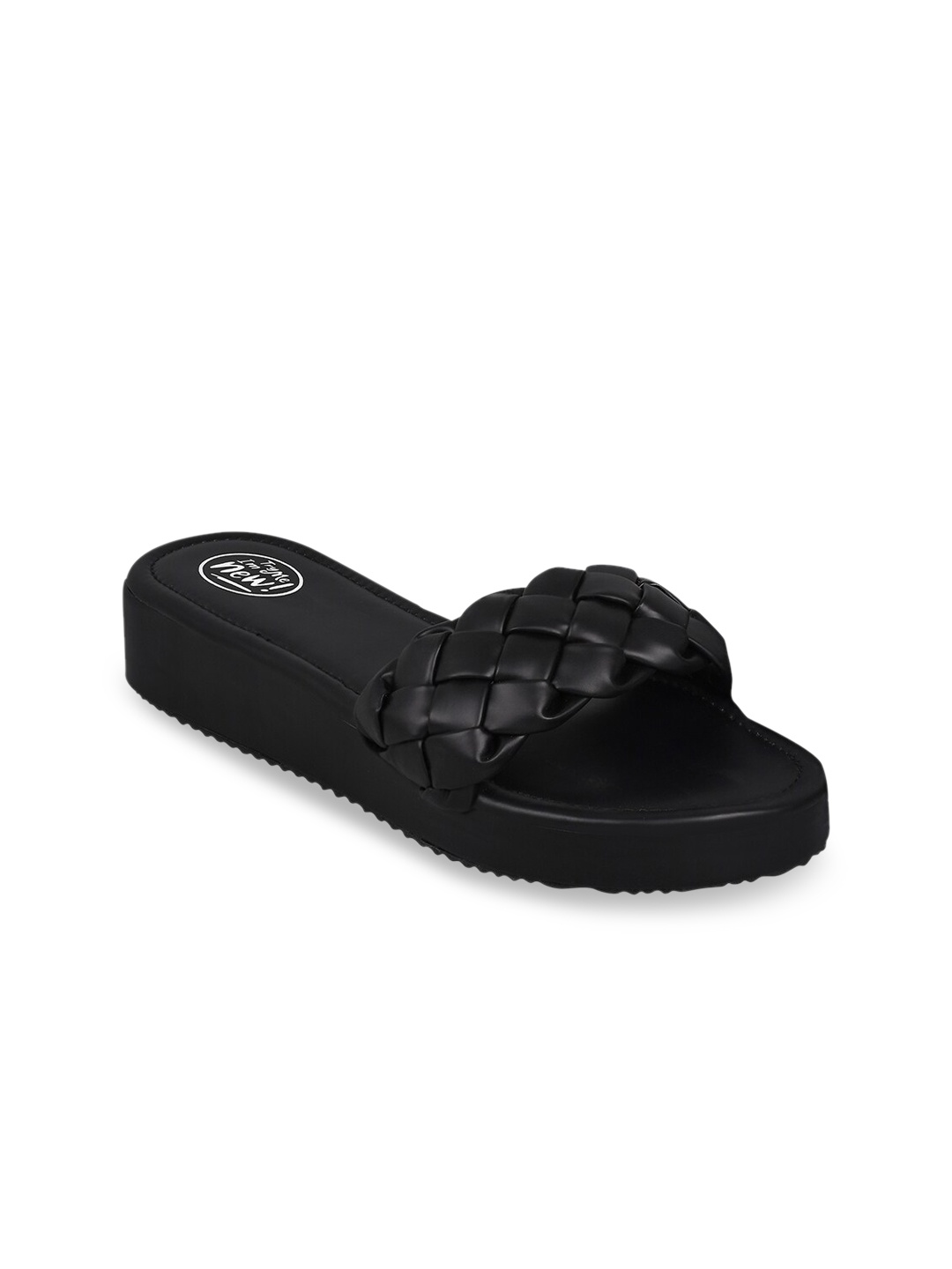 

Try Me Women Black Flatform Heeled Sandals