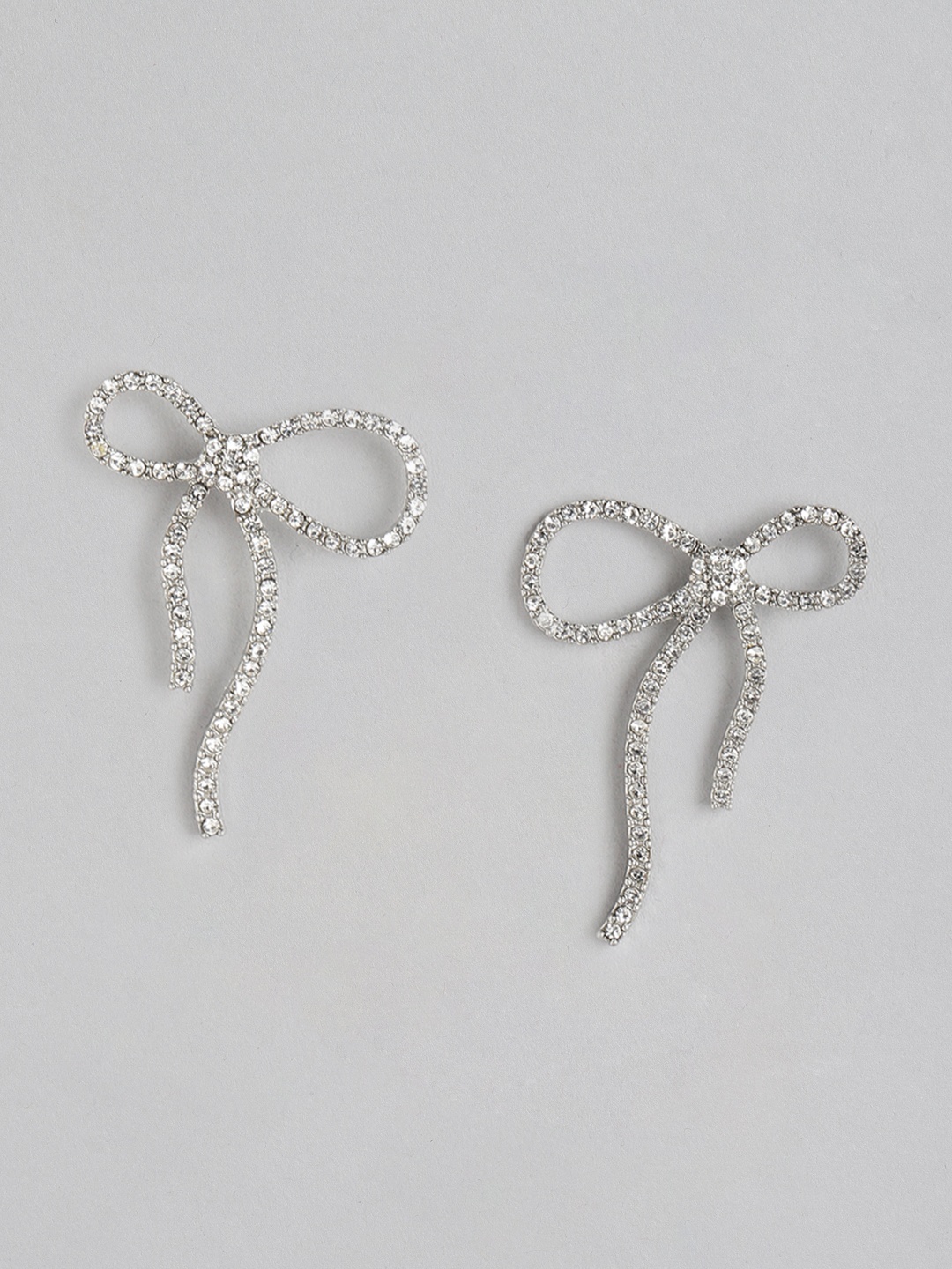 

Forever New Women Silver-Toned Bow-Shaped Drop Earrings
