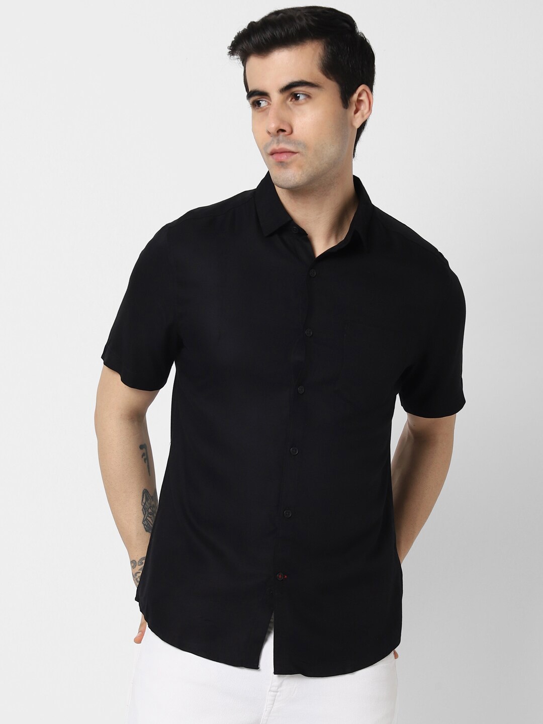 

VASTRADO Short Sleeves Casual Shirt, Black