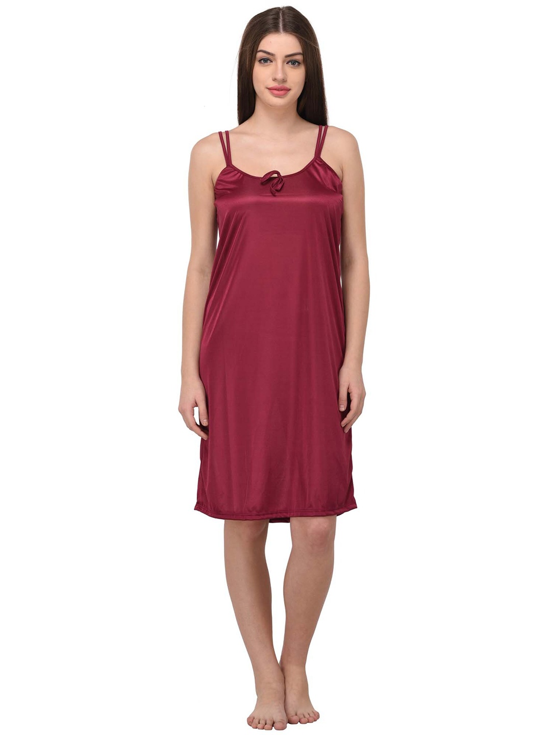 

YOU FOREVER Women Pink Solid Satin Nightdress