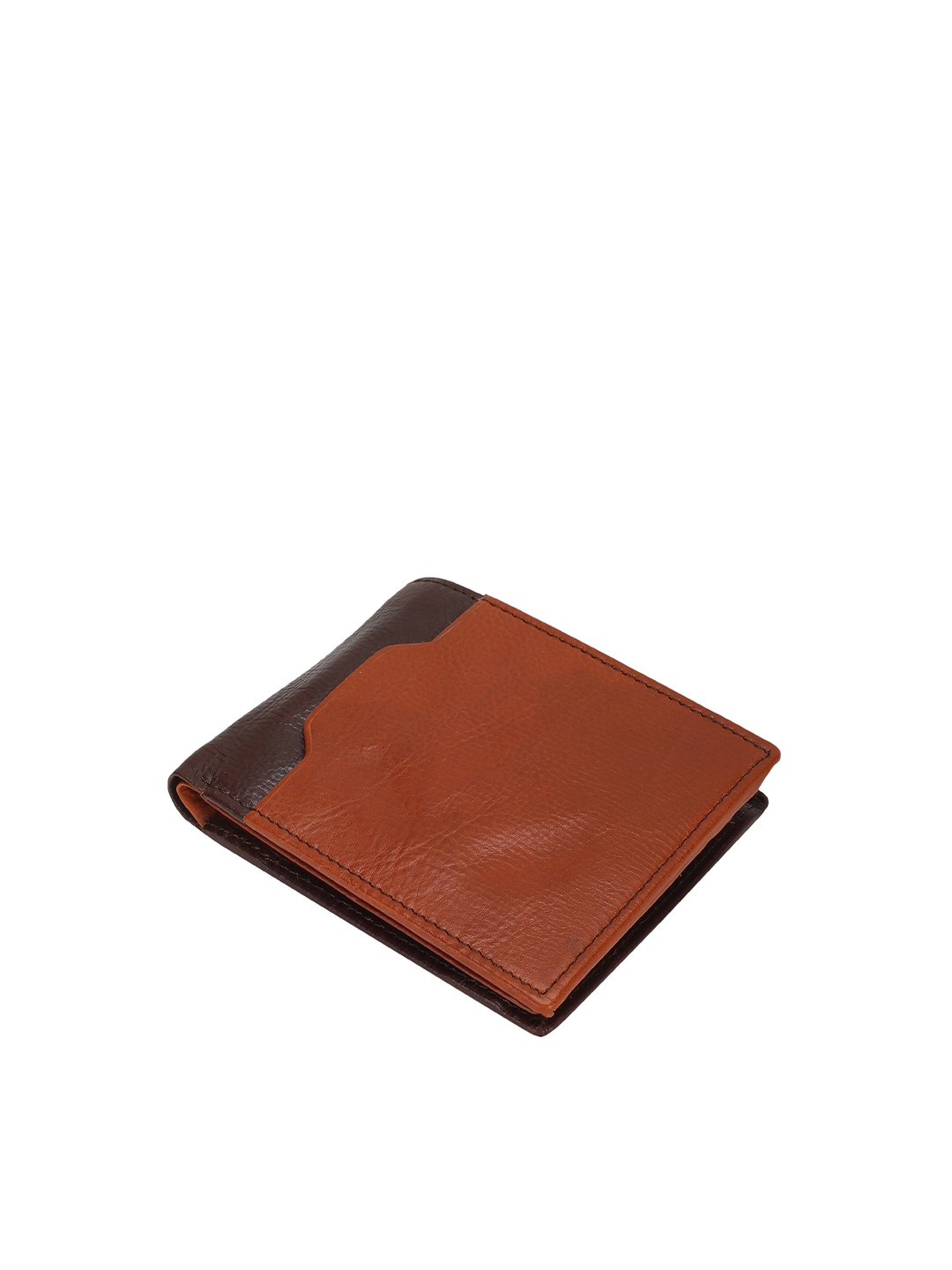 

max Men Brown Leather Two Fold Wallet