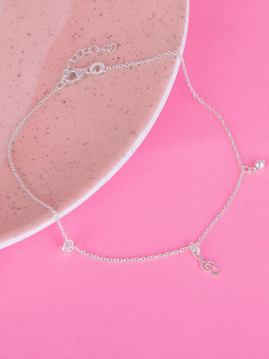 

GIVA 925 Sterling Silver Rhodium-Plated Silver-Toned Musical Charm Anklet