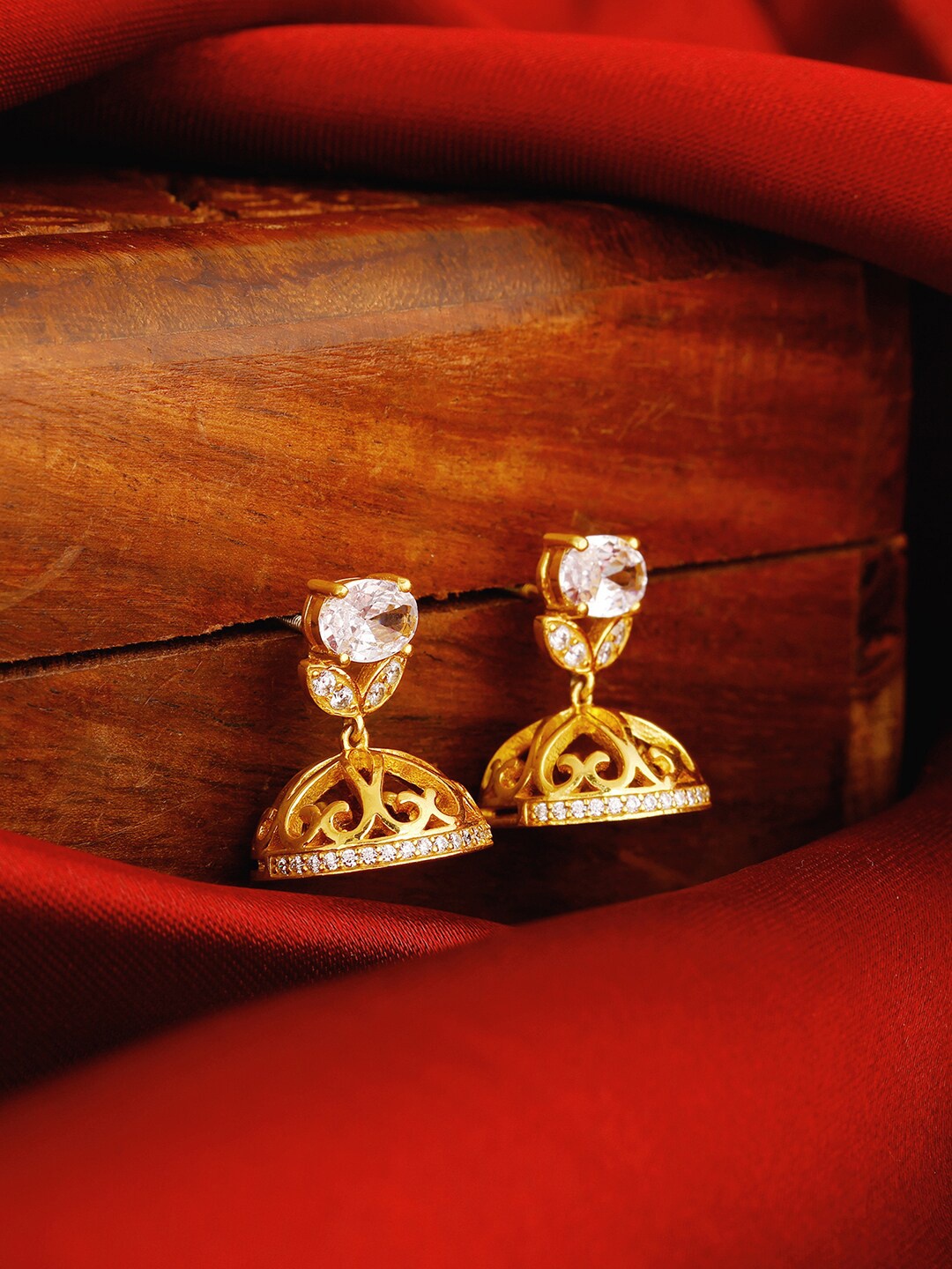 

GIVA Gold-Toned & White Gold Plated Contemporary Jhumkas Earrings