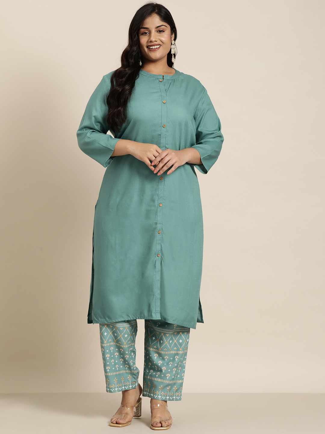 

Sztori Plus Size Regular Kurta with Trousers, Blue