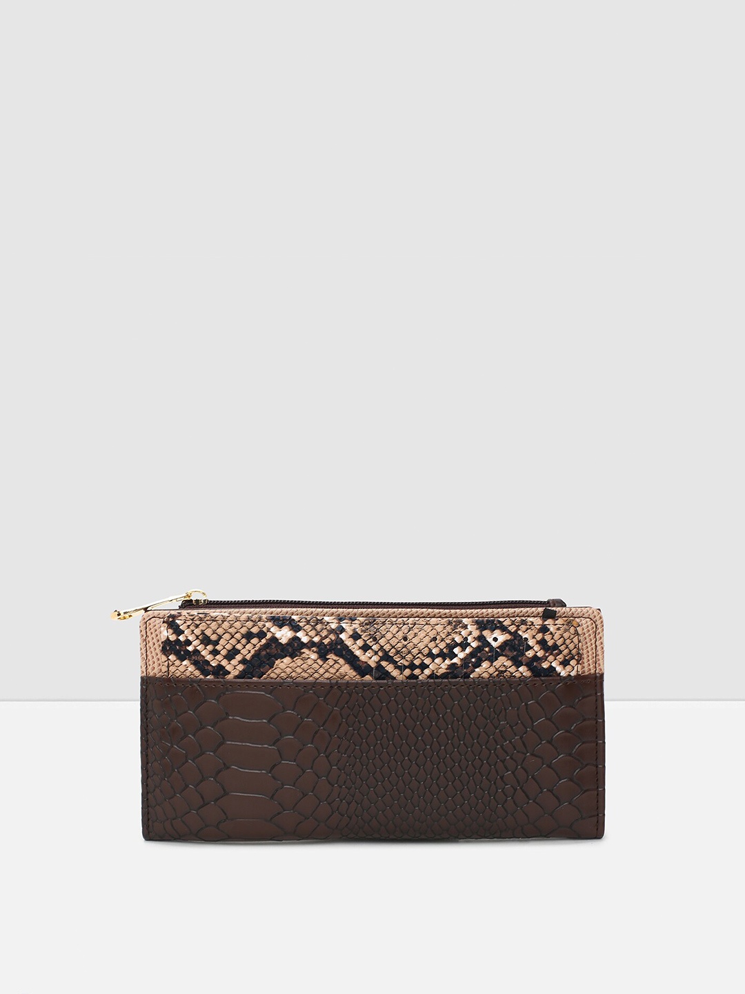 

max Women Coffee Brown Animal Printed Two Fold Wallet