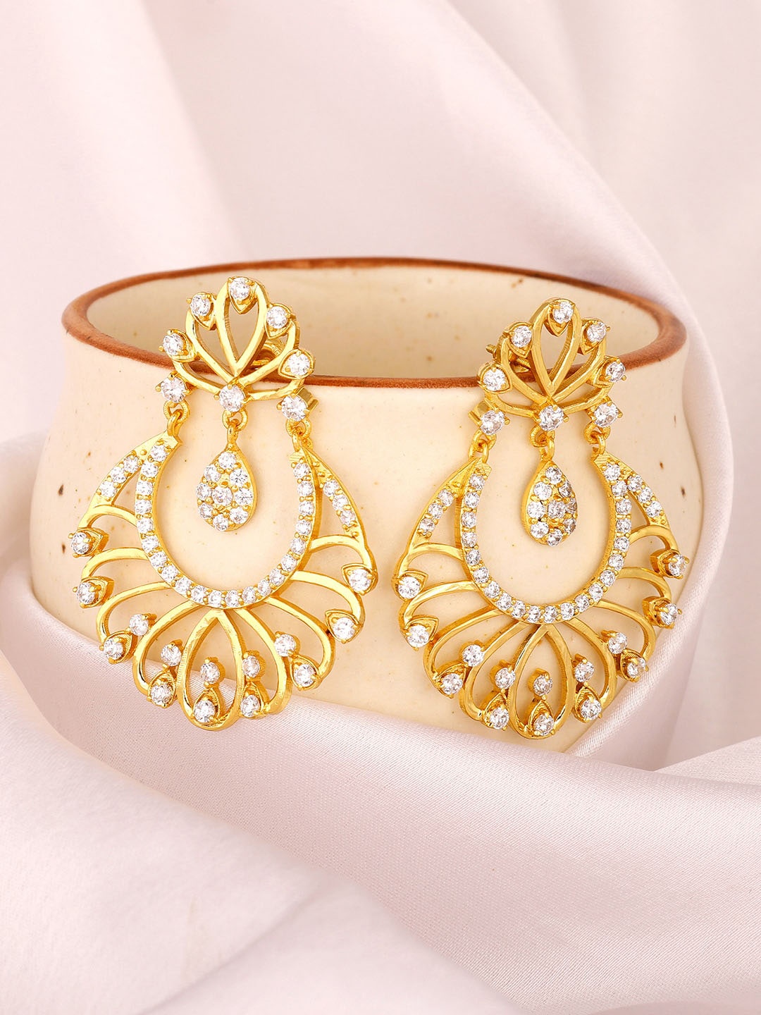 

GIVA Gold-Toned & White Gold Plated Contemporary Drop Earrings