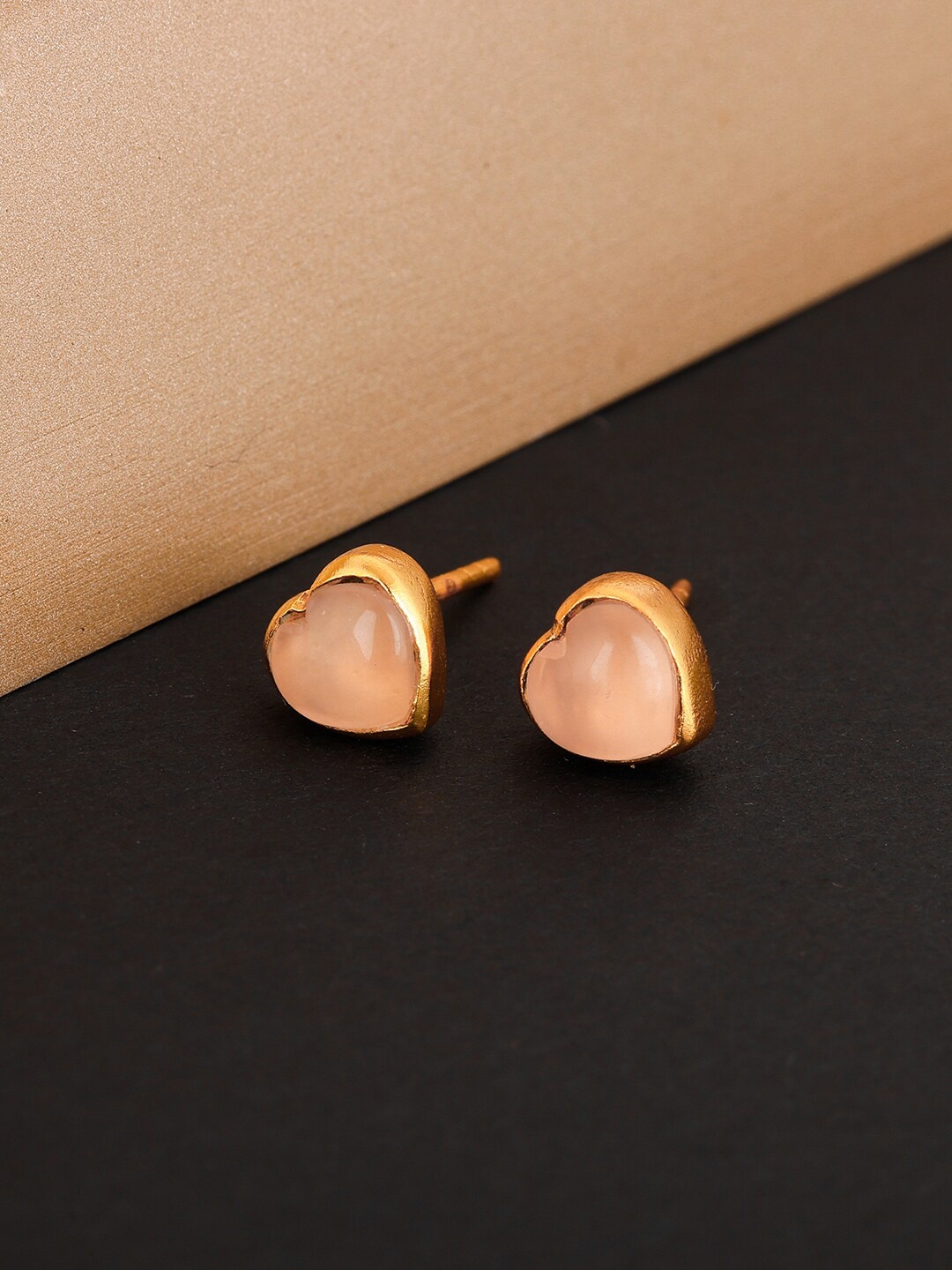 

GIVA Gold-Toned & Pink Gold Plated Heart ShapeStuds Earrings