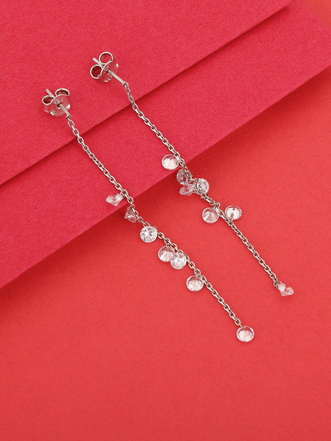 

GIVA Silver-Toned Rhodium Plated Contemporary Drop Earrings