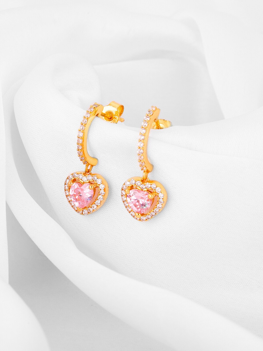 

GIVA Gold-Toned & Pink Gold Plated Contemporary Drop Earrings