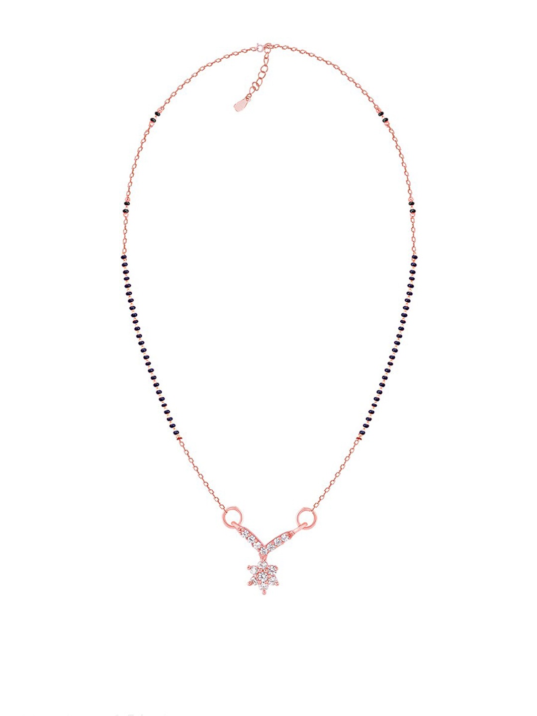 

GIVA 92.5 Sterling Sliver Rose Gold-Plated Stone-Studded & Beaded Mangalsutra