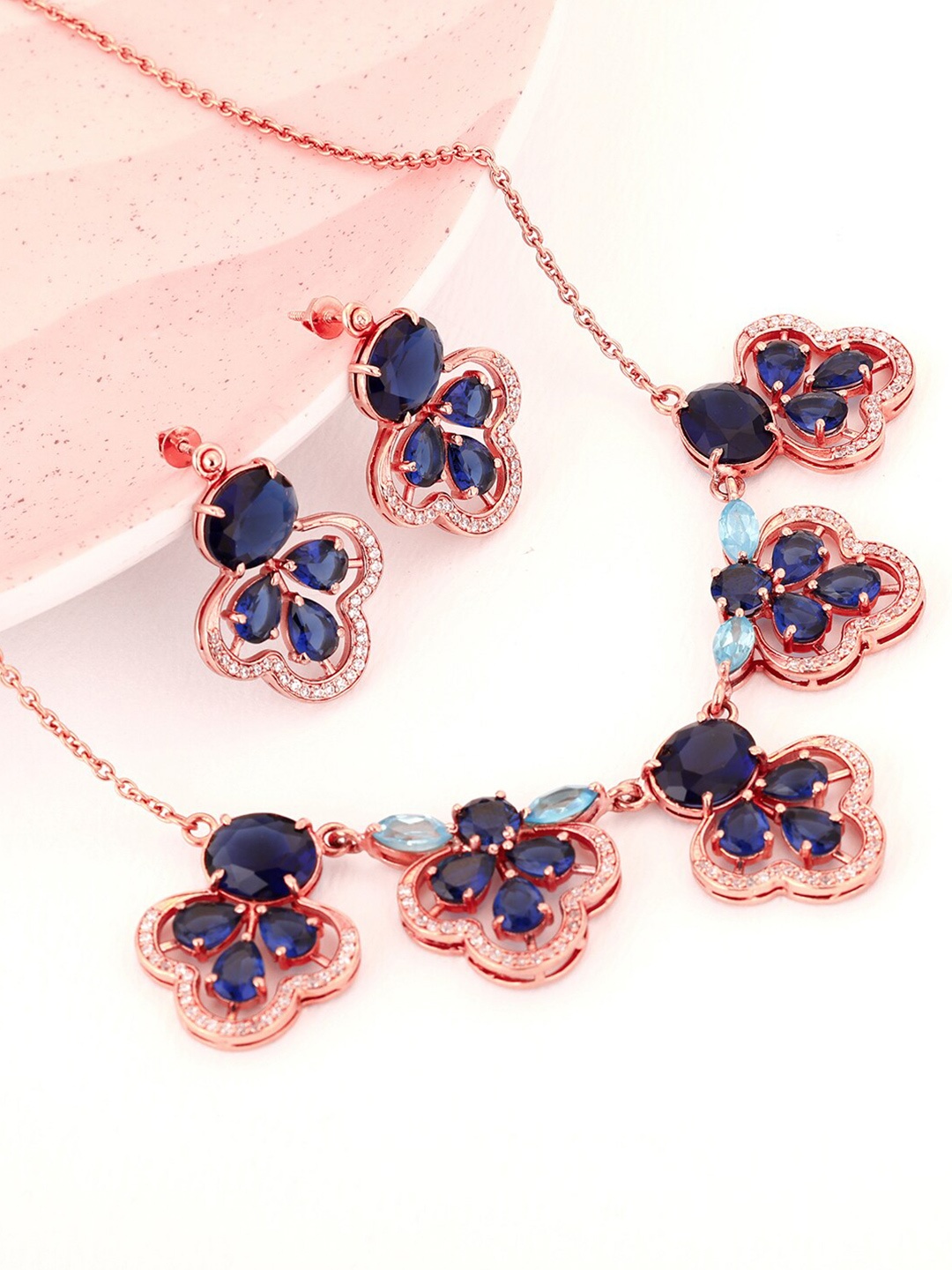 

GIVA Rose Gold & Blue Sterling Silver Rose Gold-Plated Necklace