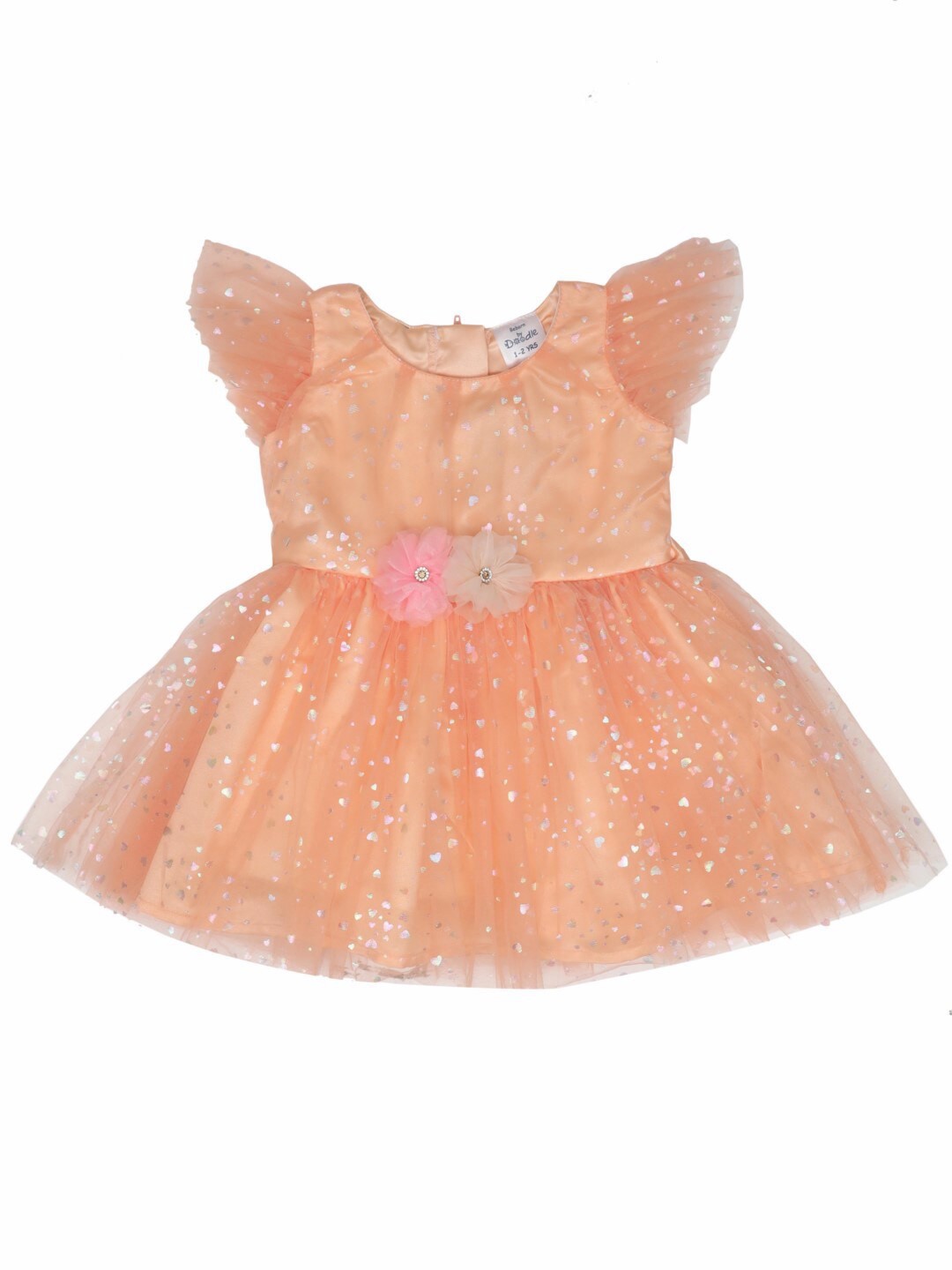 

Doodle Girls Peach Round Neck Dress