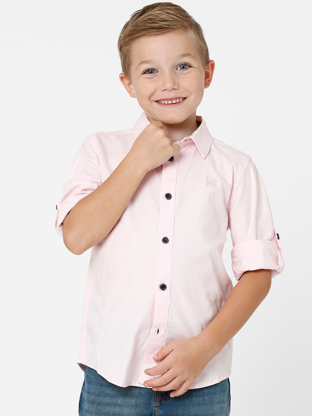 

KATE & OSCAR Boys Pink Standard Cotton Casual Shirt