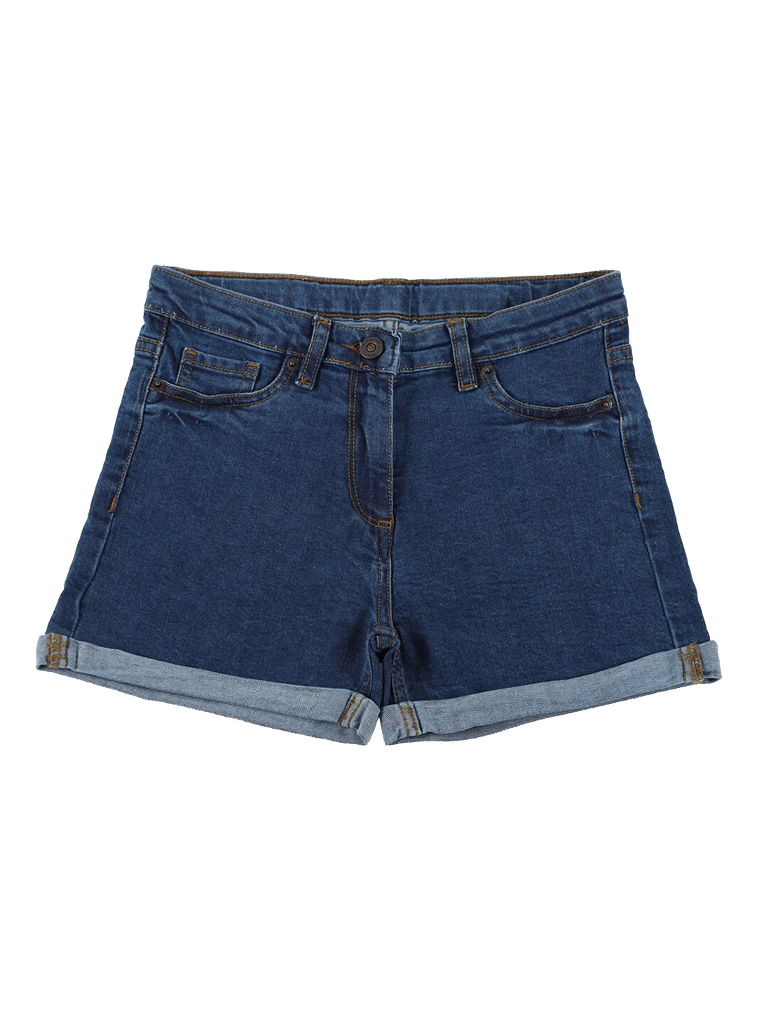 

Peter England Girls Navy Blue Denim Cotton Shorts