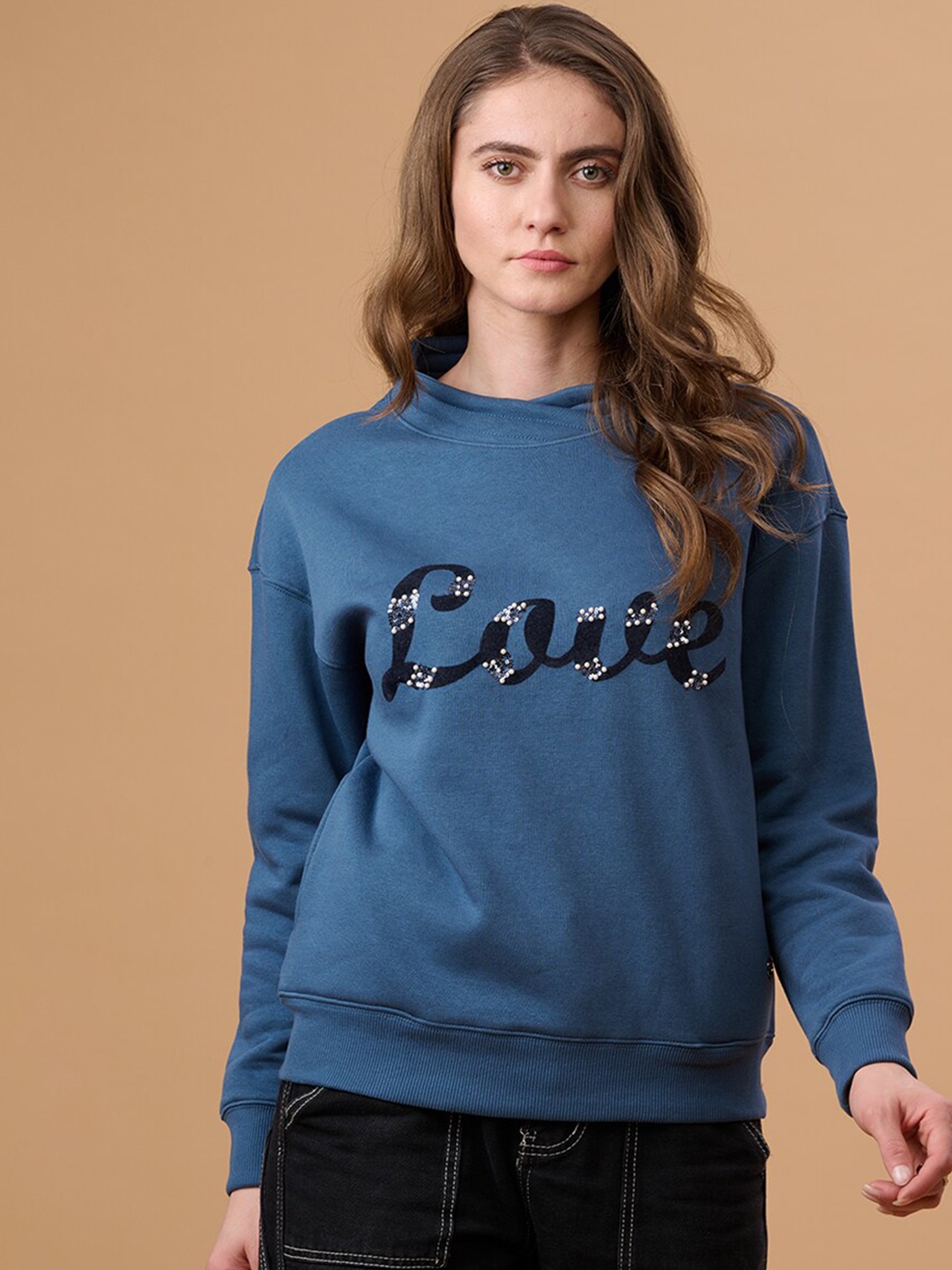 

Gipsy Round Neck Printed Sweatshirt, Blue