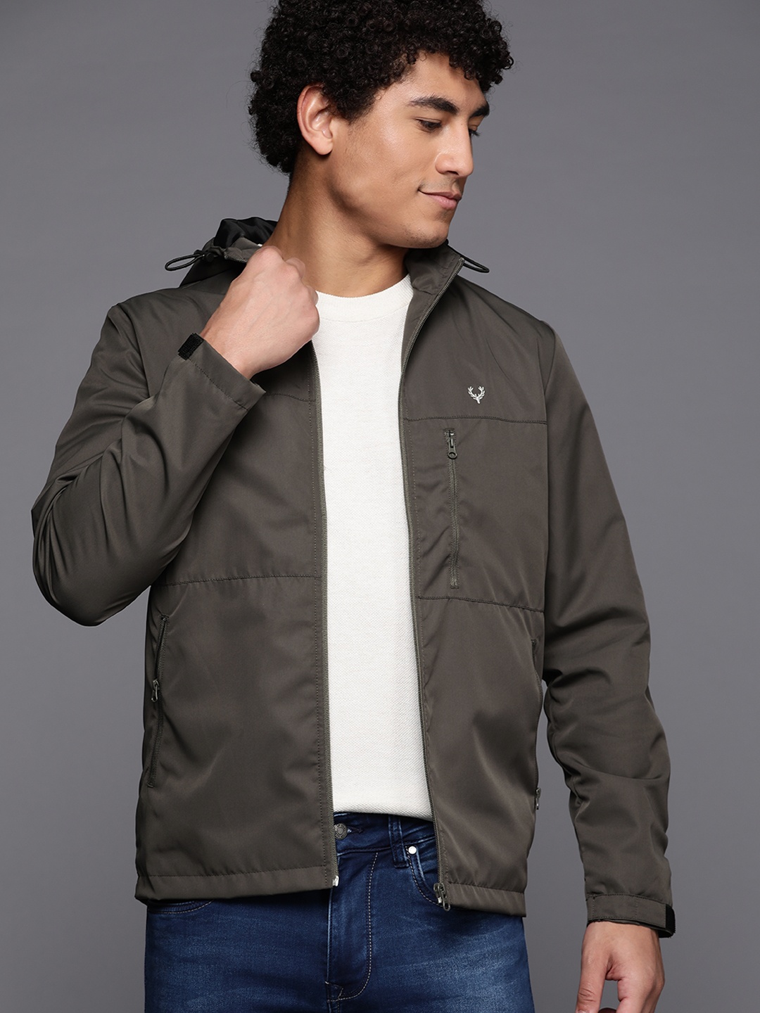 

Allen Solly Men Charcoal Grey Solid Tailored Jacket