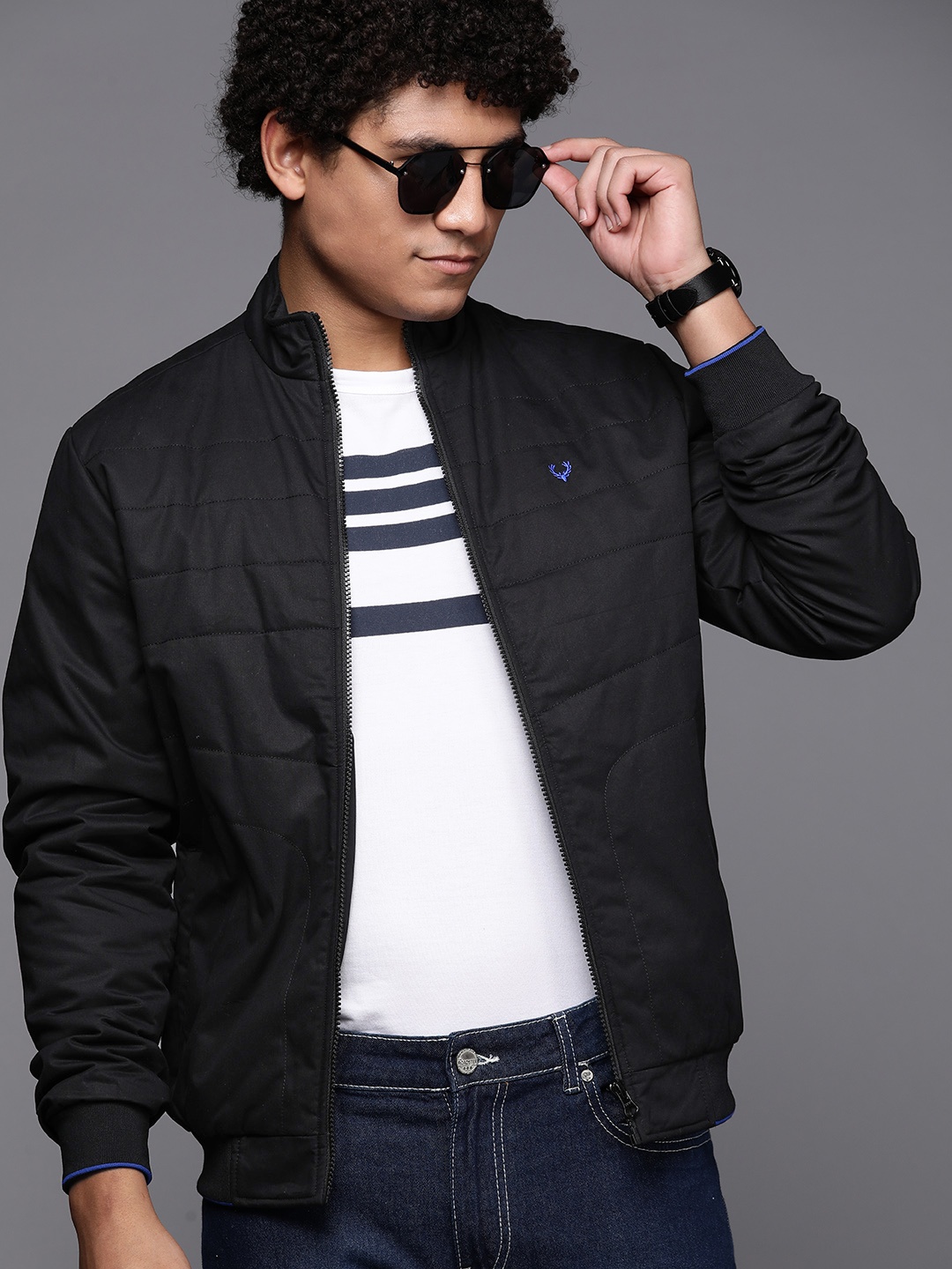 

Allen Solly Men Bomber Jacket, Black