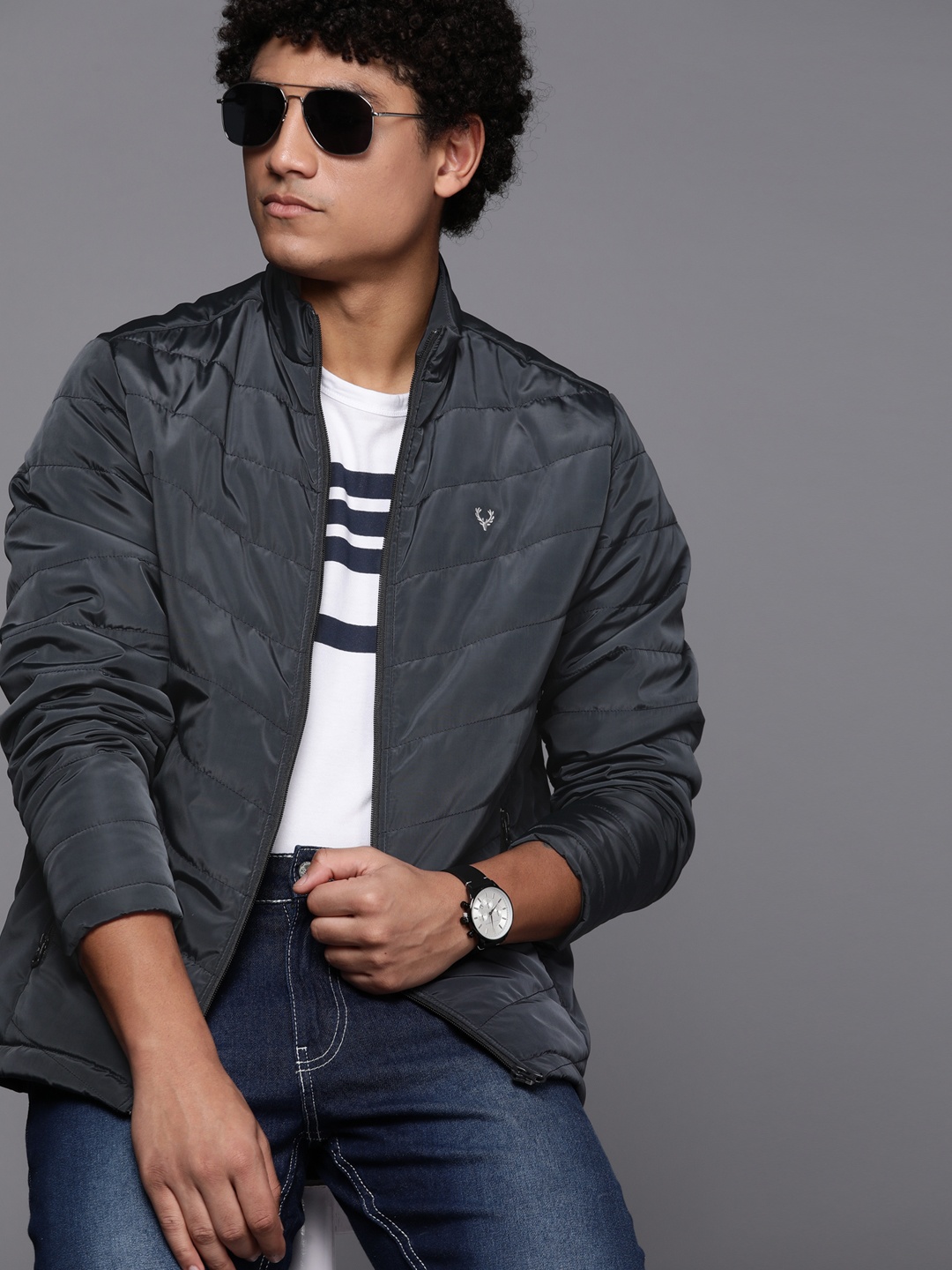 

Allen Solly Men Long Sleeve Padded Jacket, Charcoal