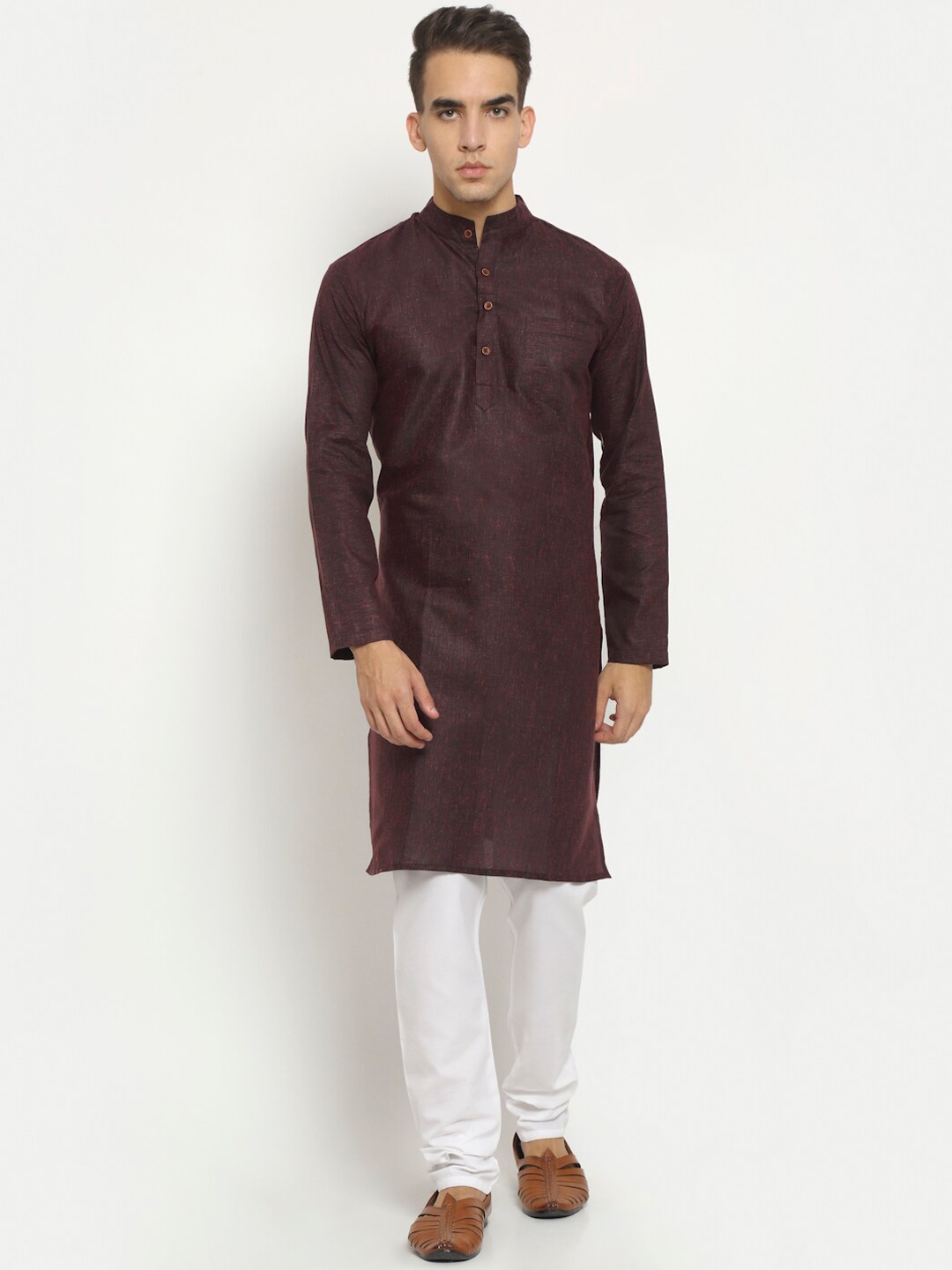 

Aarsha Men Purple Solid Pure Cotton Kurta