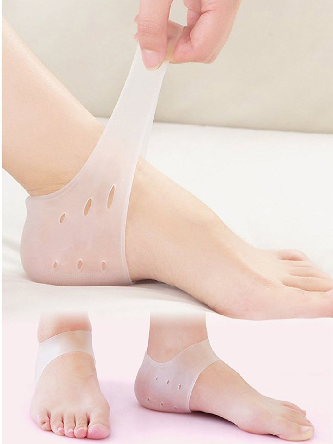 

Alexvyan Half Silicone Foot Care Heel Pad Sock For Dry Hard Cracked Repair, White