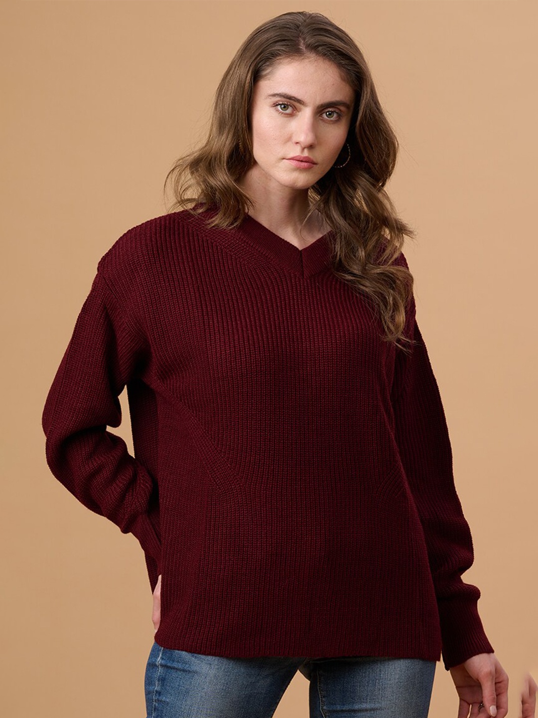 

Gipsy Women Maroon Striped Pullover