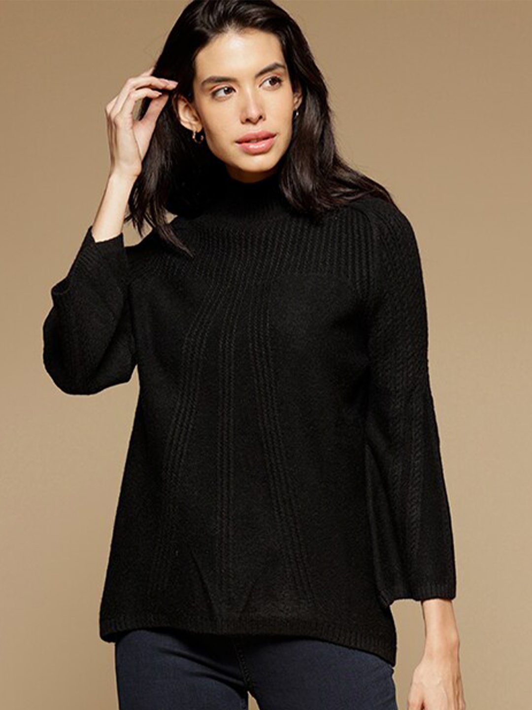 

Gipsy Women Black Cable Knit Pullover