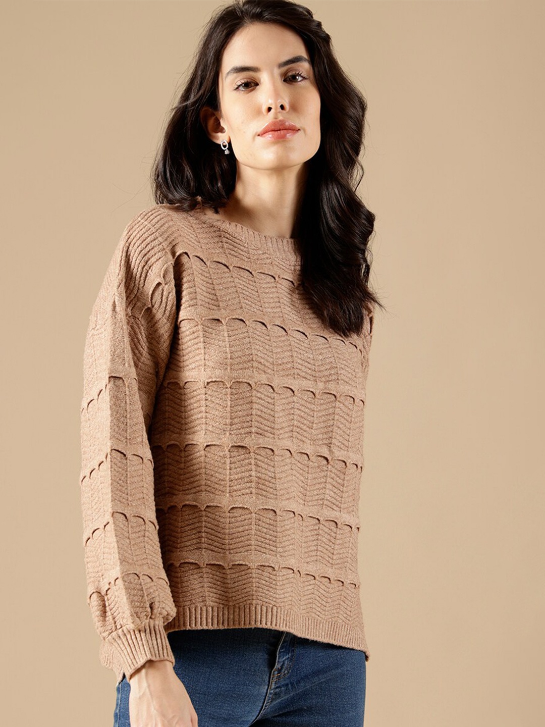 

Gipsy Women Khaki Cable Knit Pullover