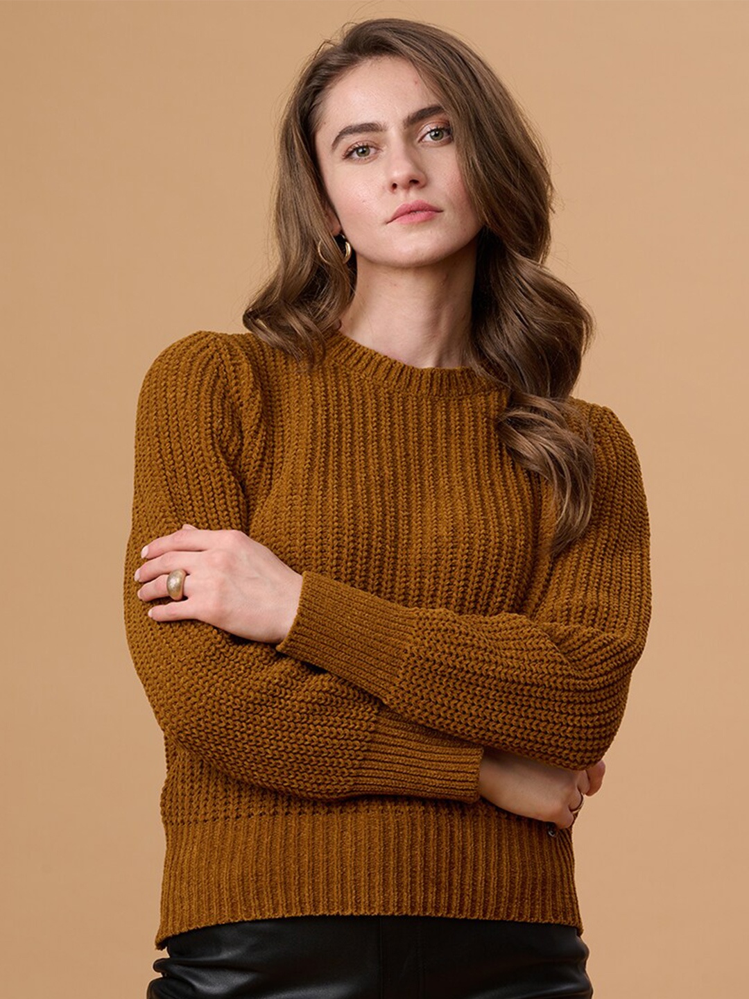 

Gipsy Women Brown Cable Knit Pullover
