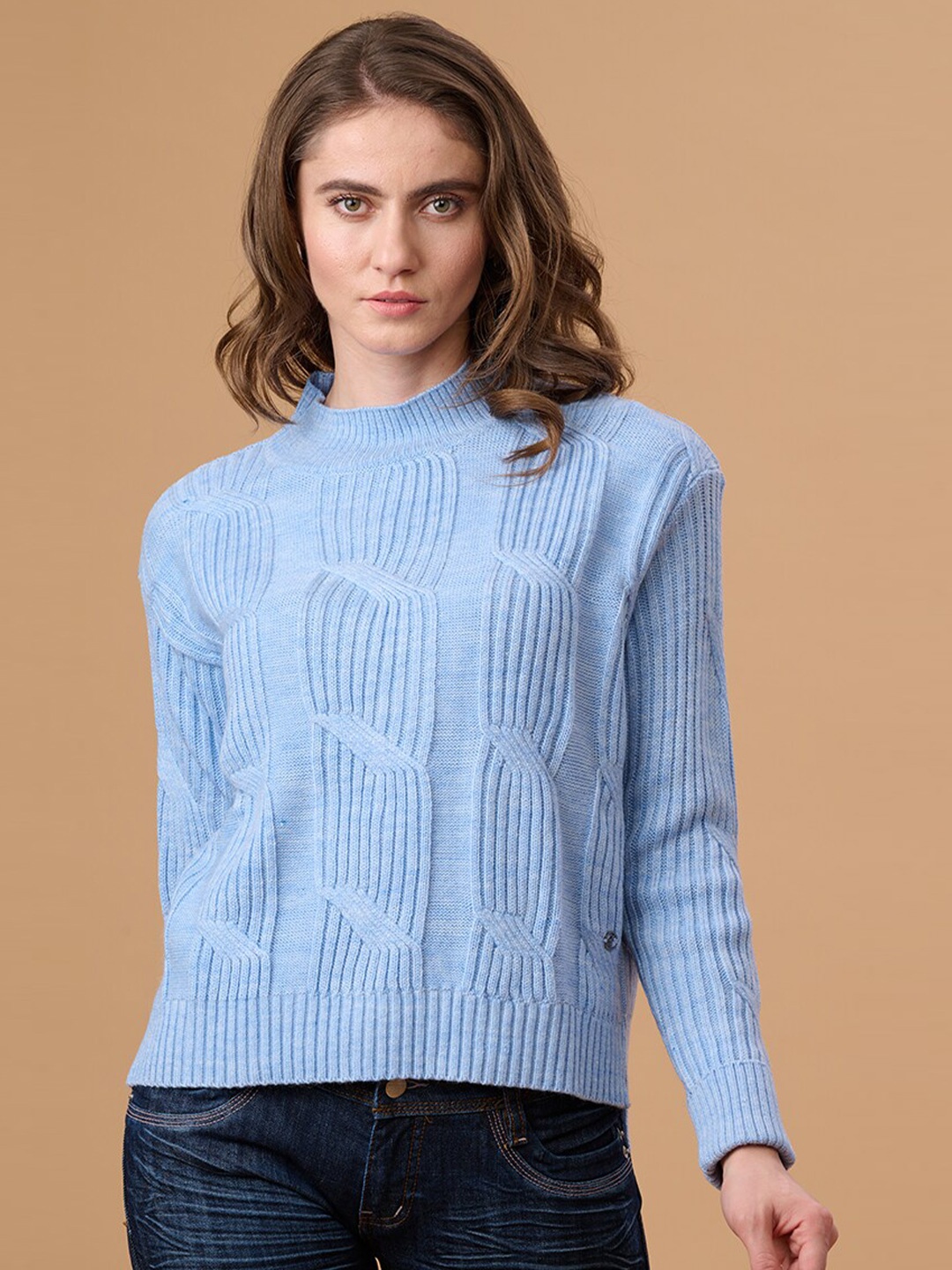 

Gipsy Women Blue Cable Knit Pullover
