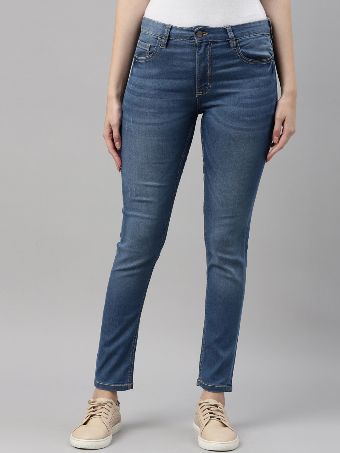 

Go Colors Women Blue Skinny Fit Cotton High-Rise Stretchable Jeans