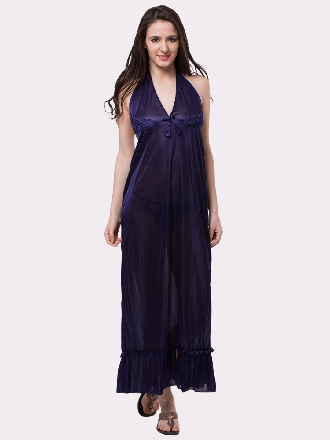

Fasense Women Navy Blue Maxi Nightdress