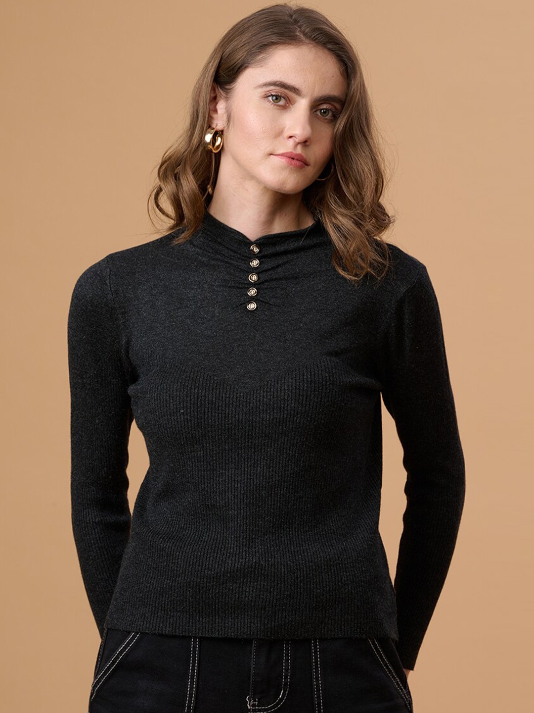 

Gipsy Women Black Striped Pullover