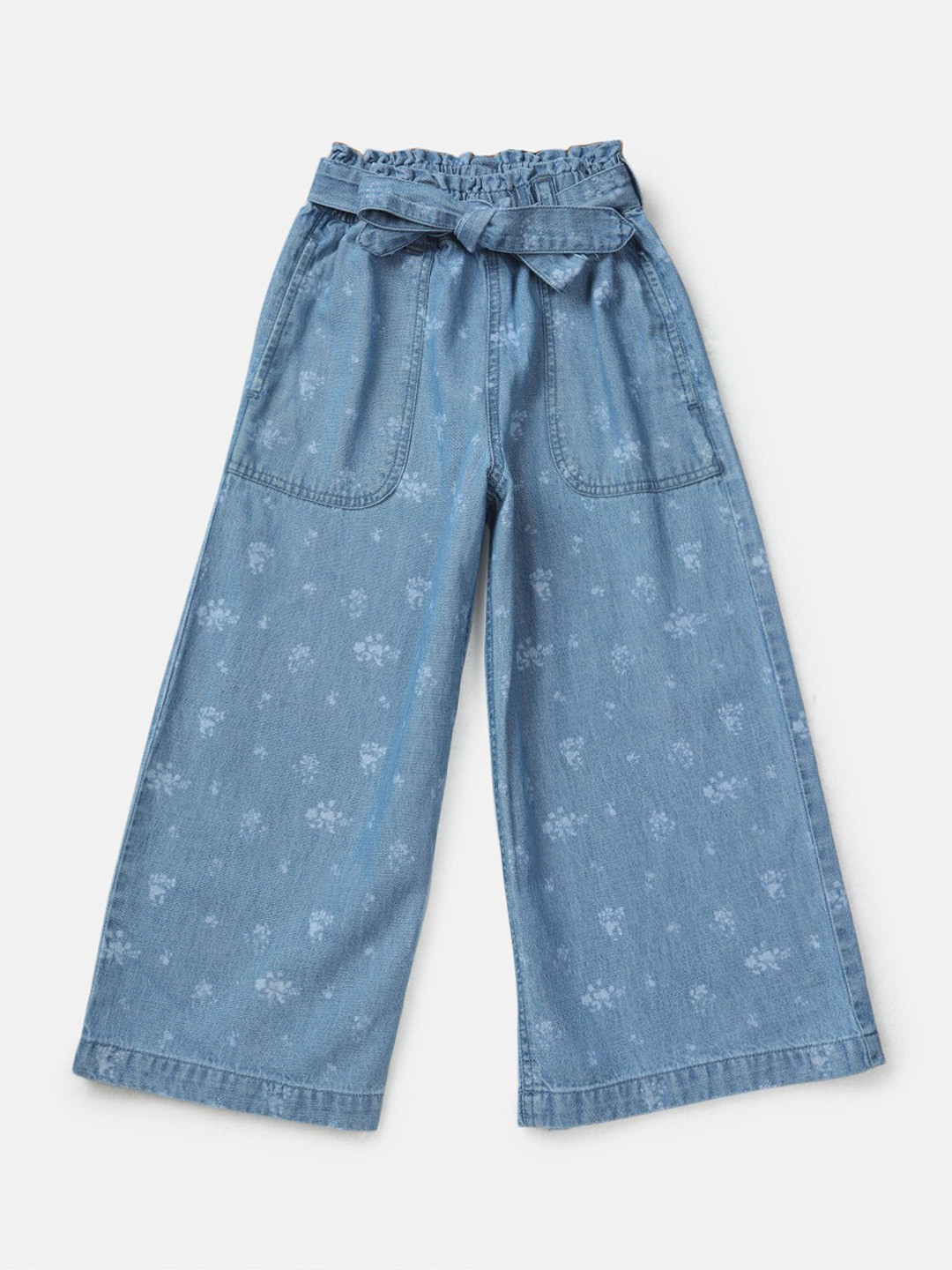 

Gini and Jony Girls Blue Flared Low Distress Light Fade Cotton Jeans