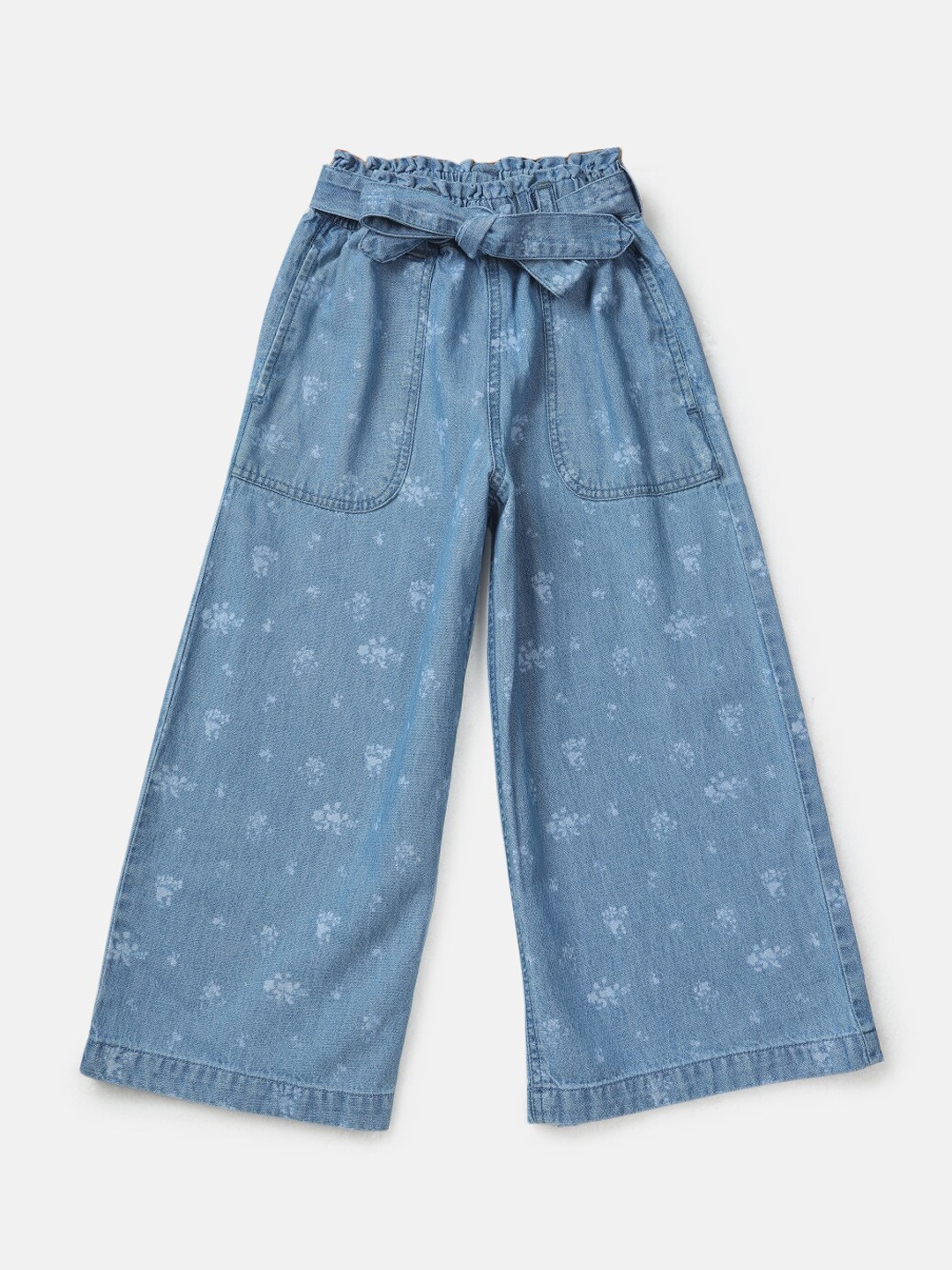 

Gini and Jony Girls Blue Flared Low Distress Light Fade Cotton Jeans