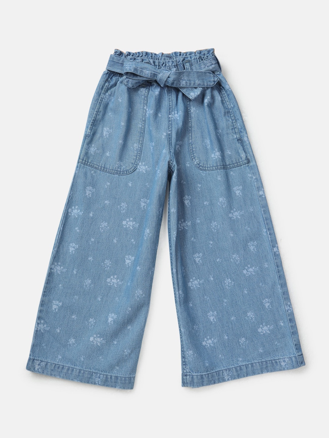 

Gini and Jony Girls Blue Flared Low Distress Light Fade Cotton Jeans