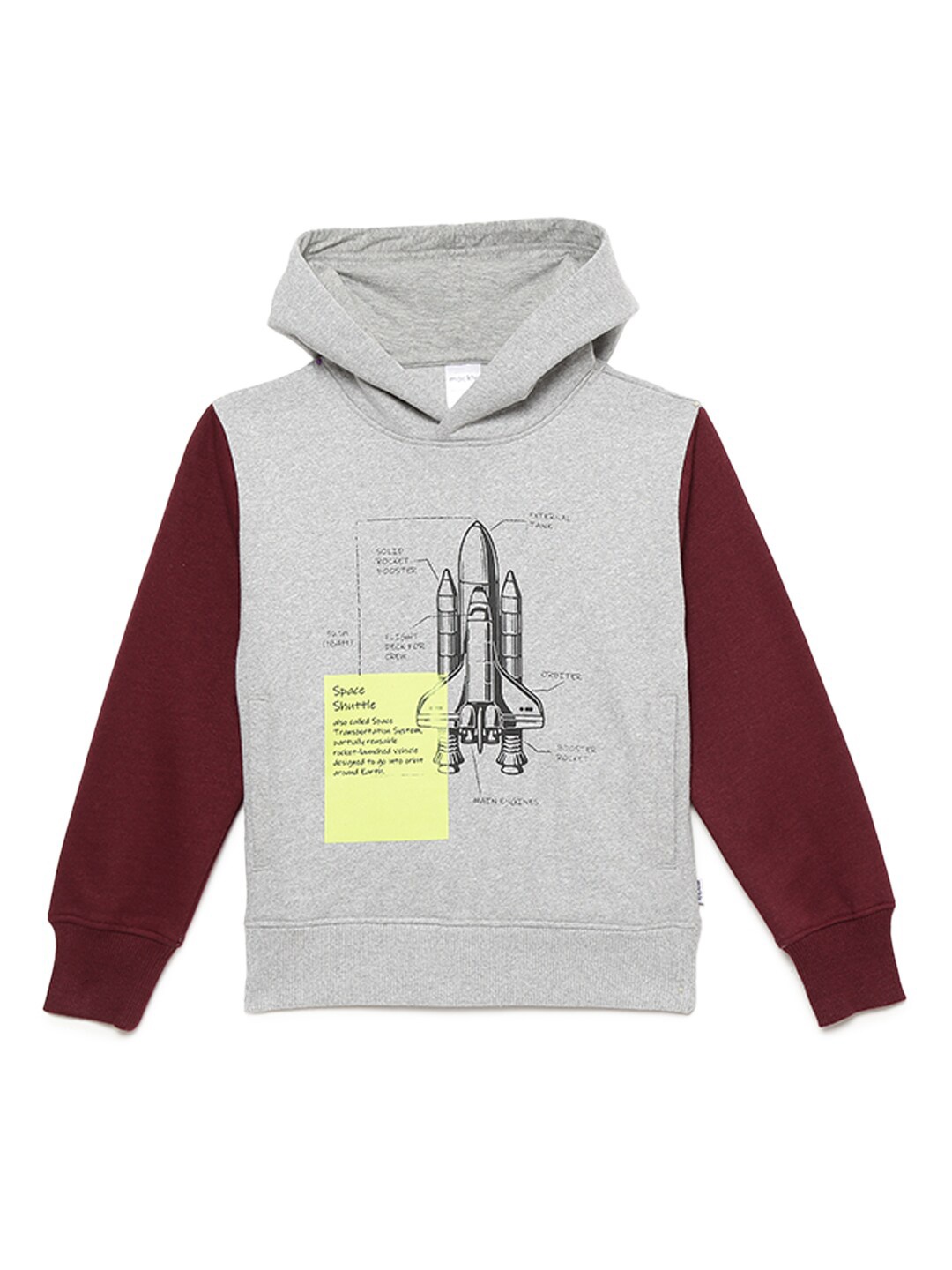 

mackly Boys Grey & Maroon Printed Hooded Sweatshirt