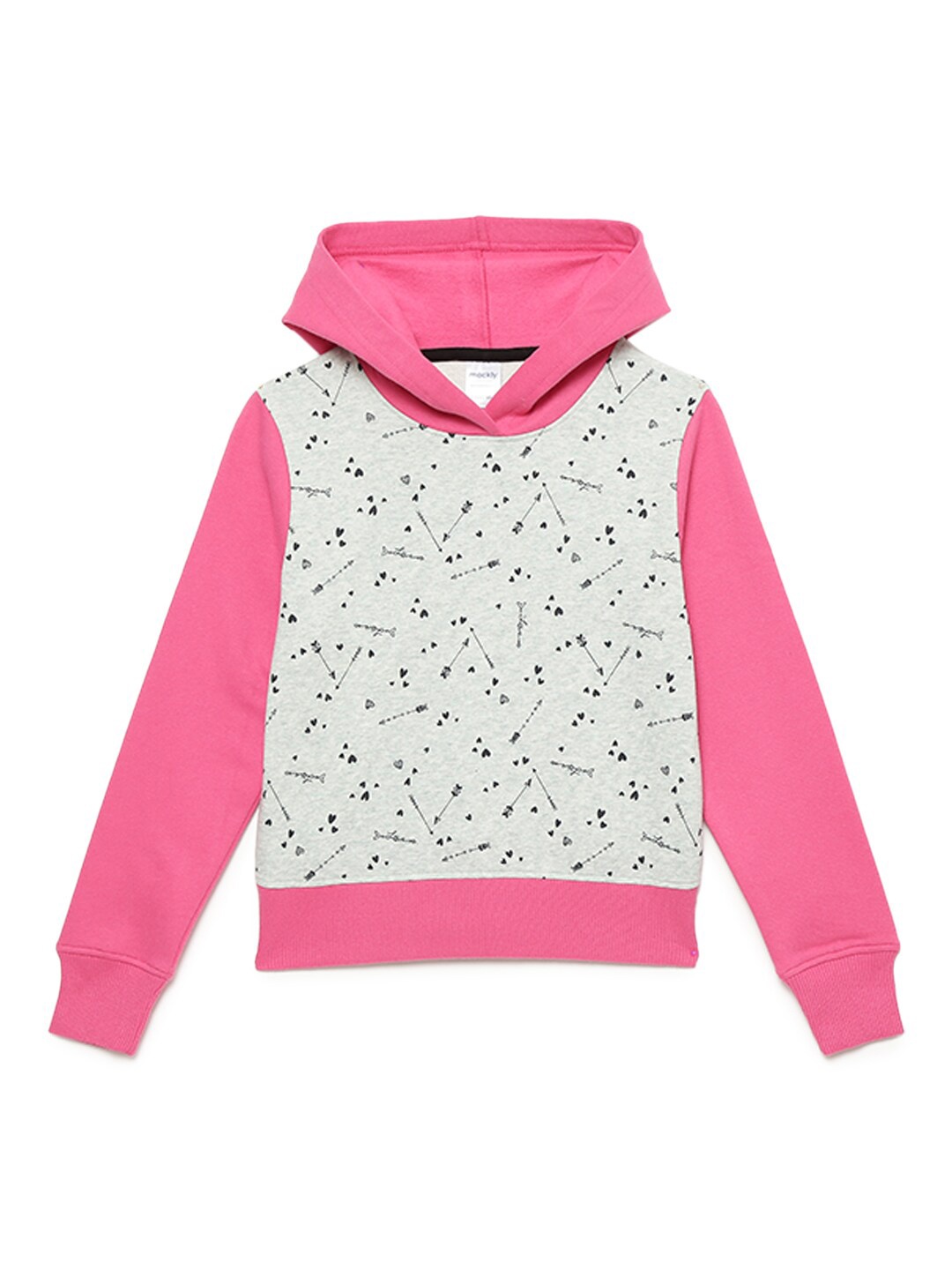

mackly Girls Pink Printed Hooded Sweatshirt