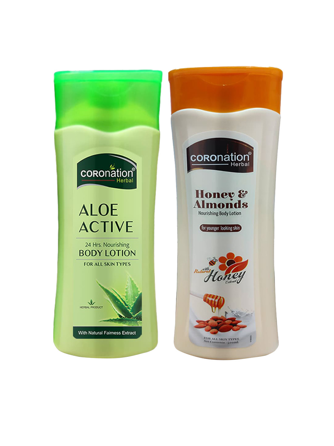 

COROnation Herbal Set Of 2 Almond and Aloevera Body Lotion 500 ml Each, Off white