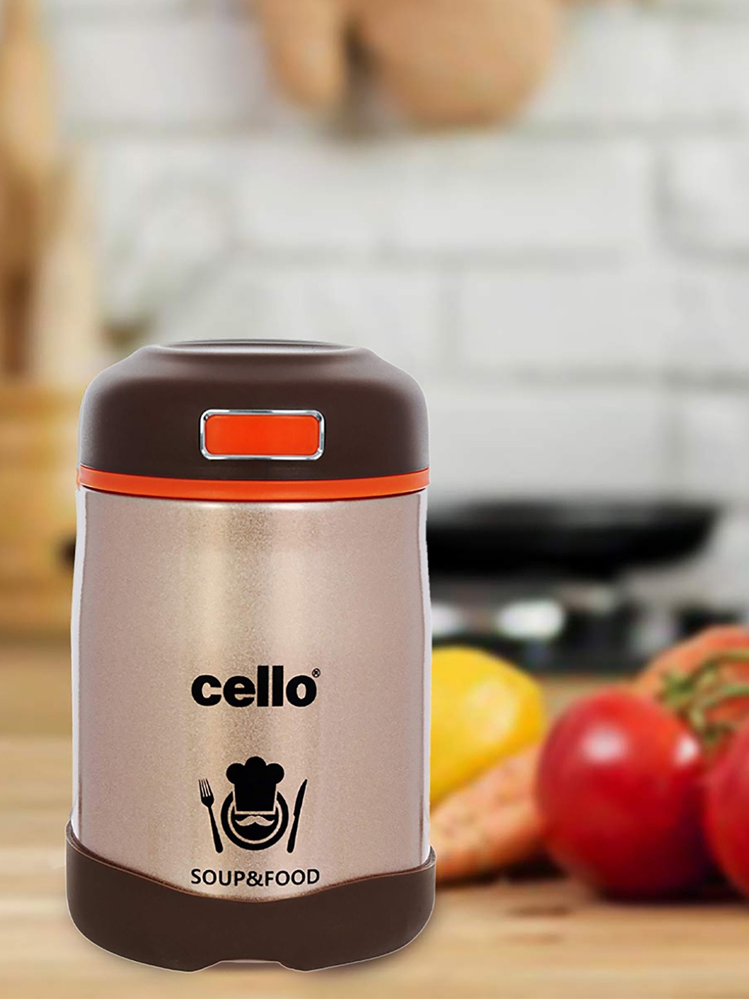 

Cello Hot & Sour Stainless Steel Soup Food Jar Insulated 700 ml, Gold