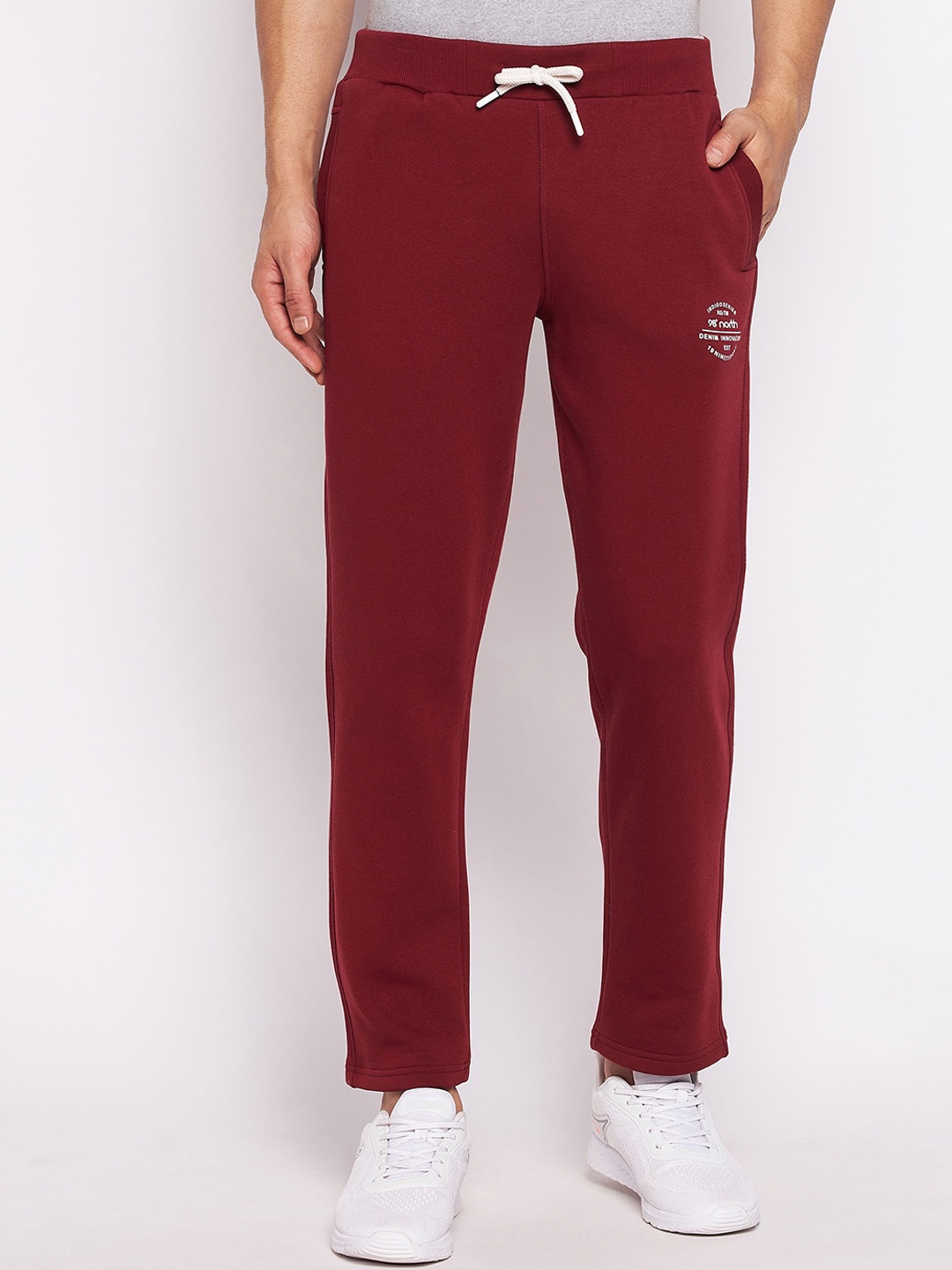 

98 Degree North Men Maroon Solid Cotton Track Pant
