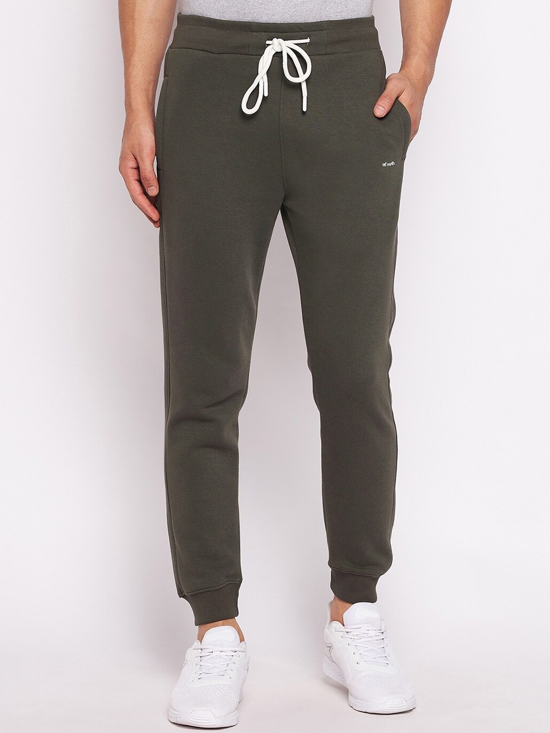 

98 Degree North Men Olive-Green Solid Casual Joggers