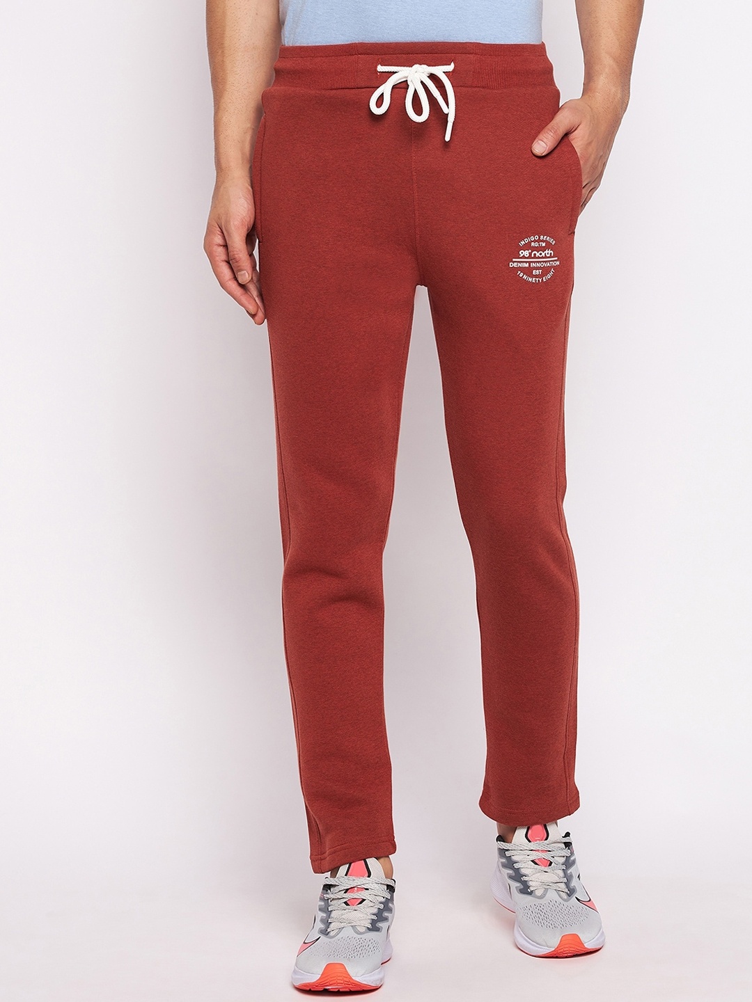 

98 Degree North Men Rust Red Solid Track Pant