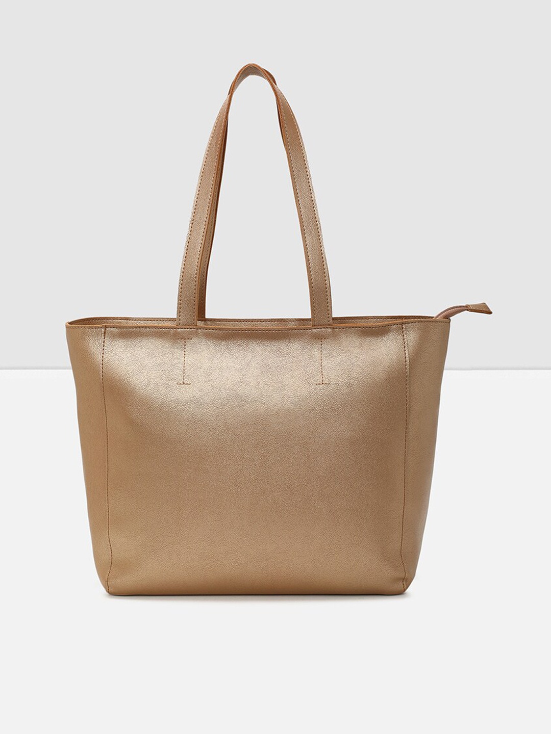 

max Women Rose Gold PU Oversized Structured Shoulder Bag