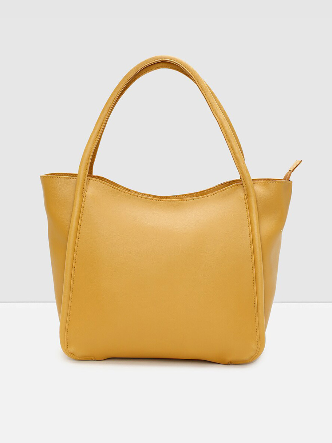 

max Women Mustard Yellow PU Oversized Structured Shoulder Bag