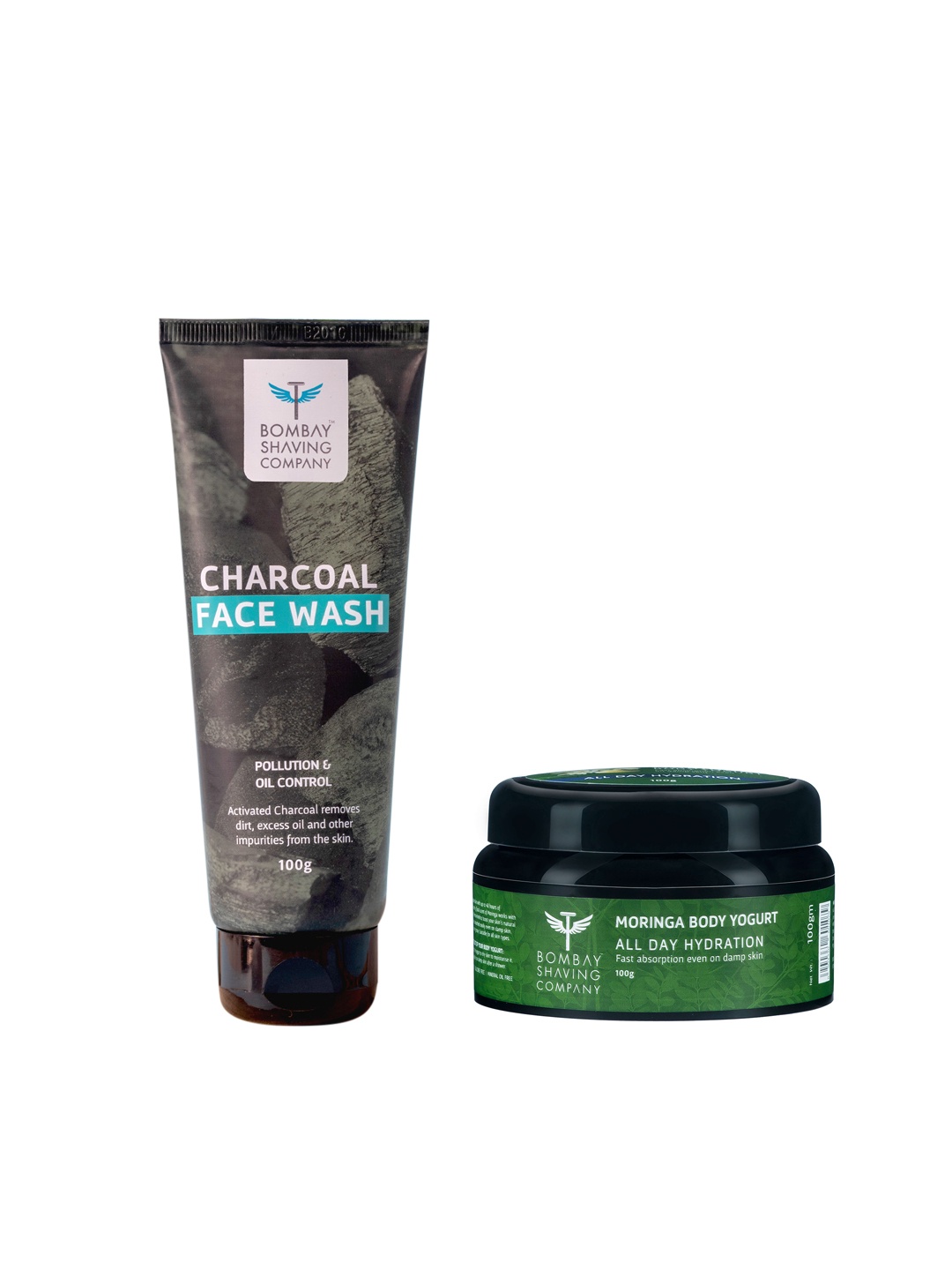 

Bombay Shaving Company Activated Charcoal Face Wash + Moringa Body Yogurt - 100 g Each, Green