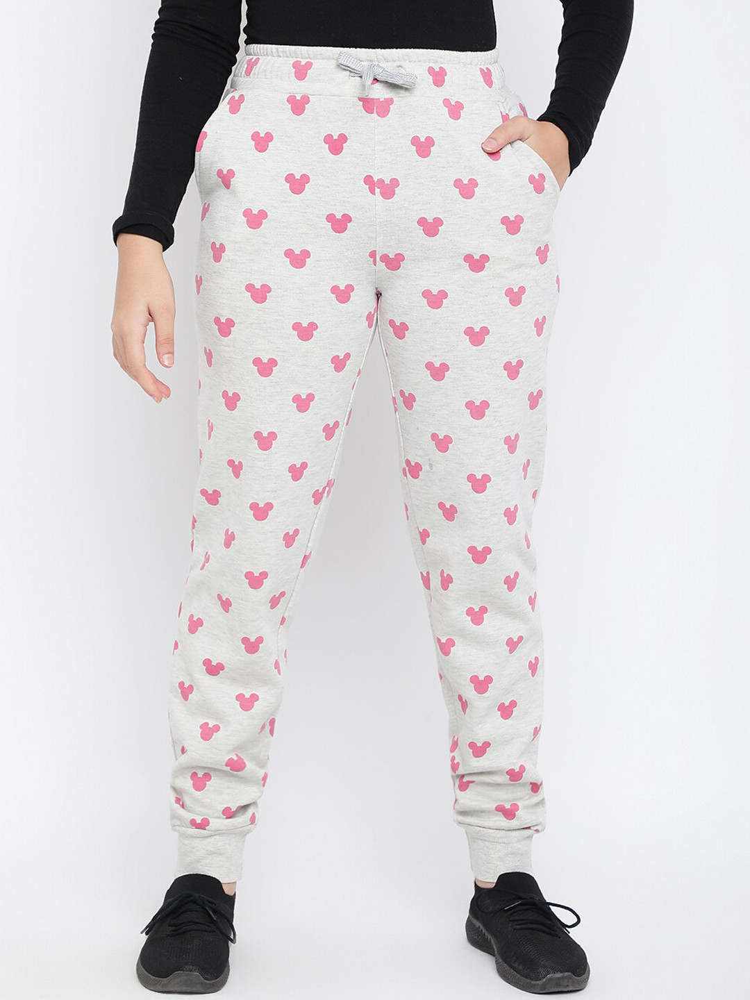 

Lil Tomatoes Girls Grey Printed Mickey Mouse Joggers